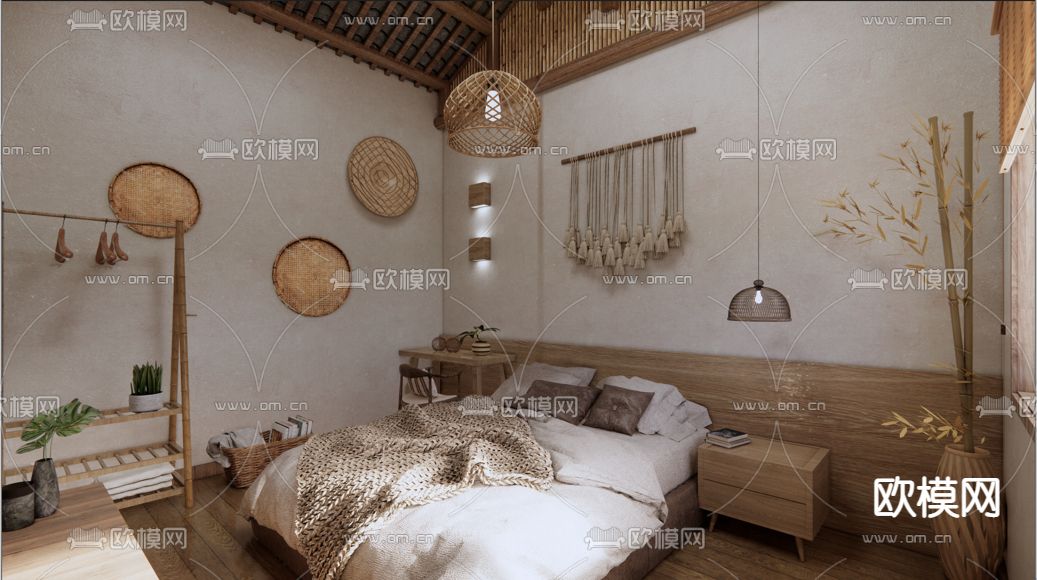 自然风民宿客房su模型下载（渲染图5）
