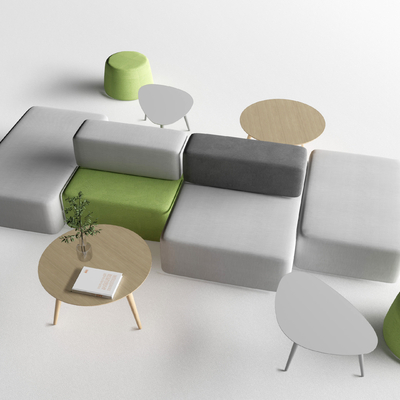  现代办公卡座沙发su模型 