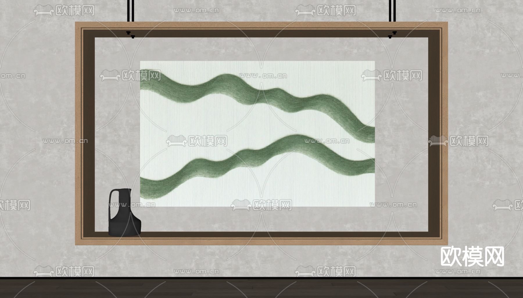 侘寂风编织线装饰画su模型