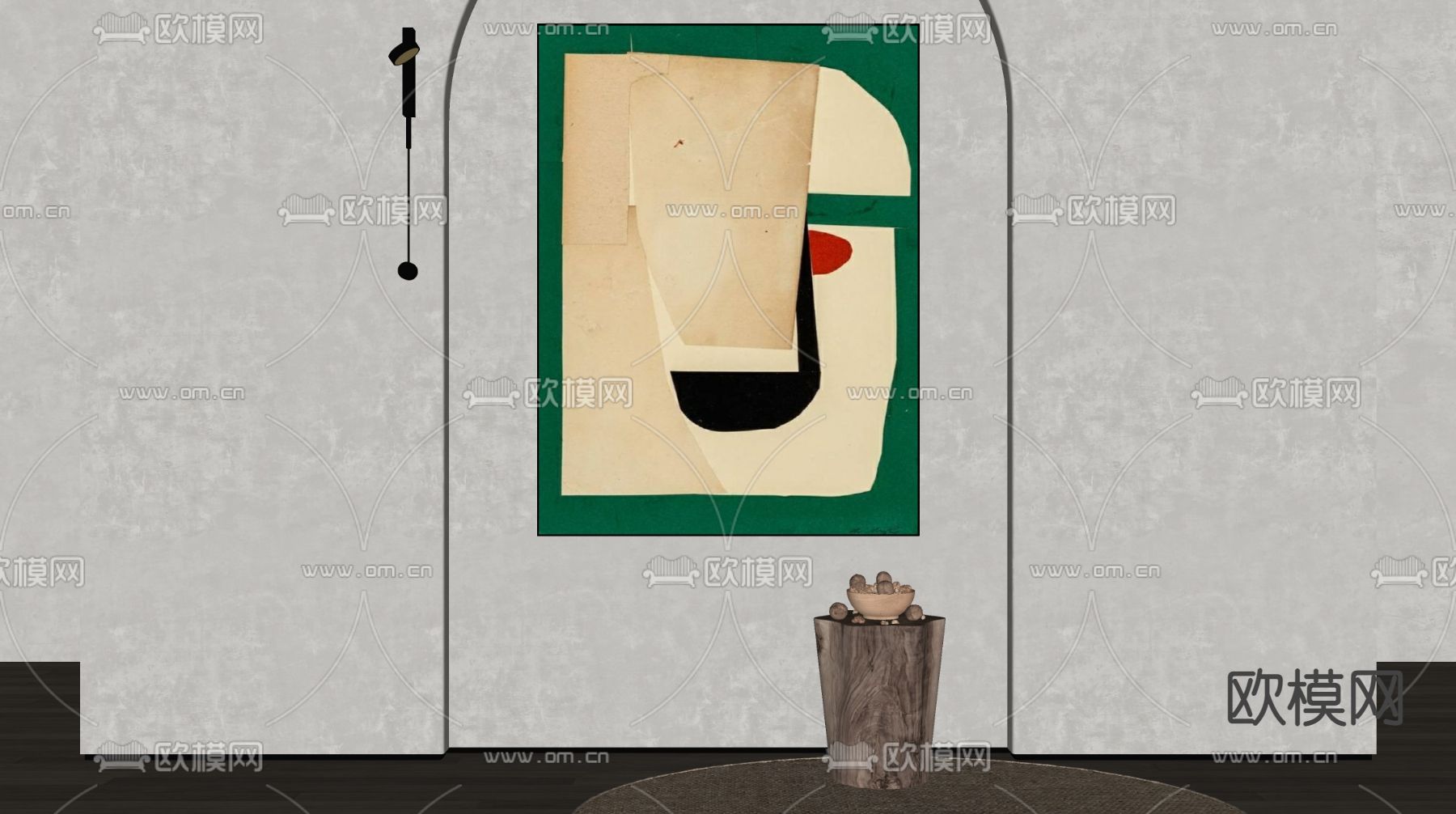 现代抽象装饰画su模型下载（渲染图2）