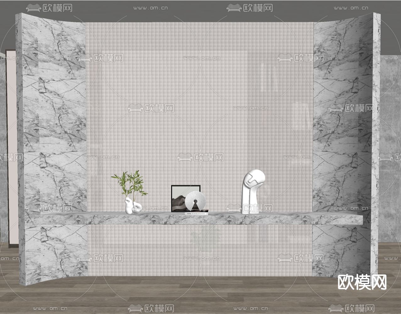 现代玻璃砖玄关隔断su模型下载（渲染图2）