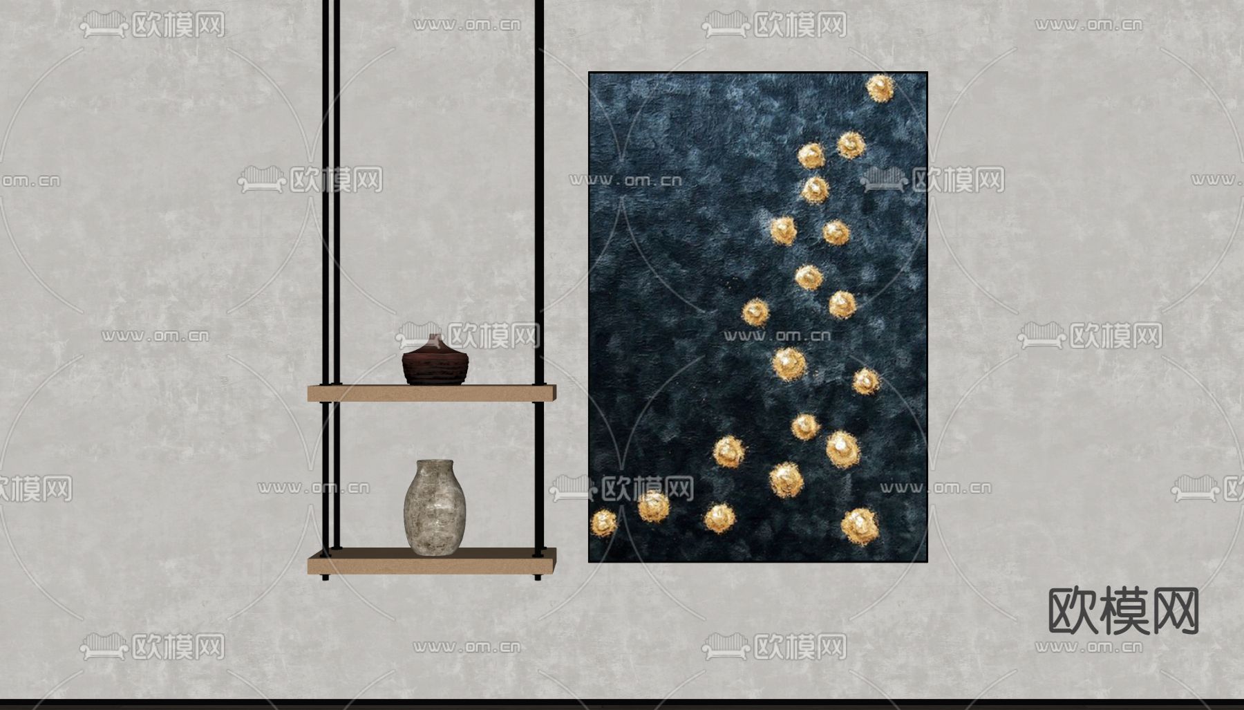 孟菲斯风抽象装饰画su模型下载（渲染图2）