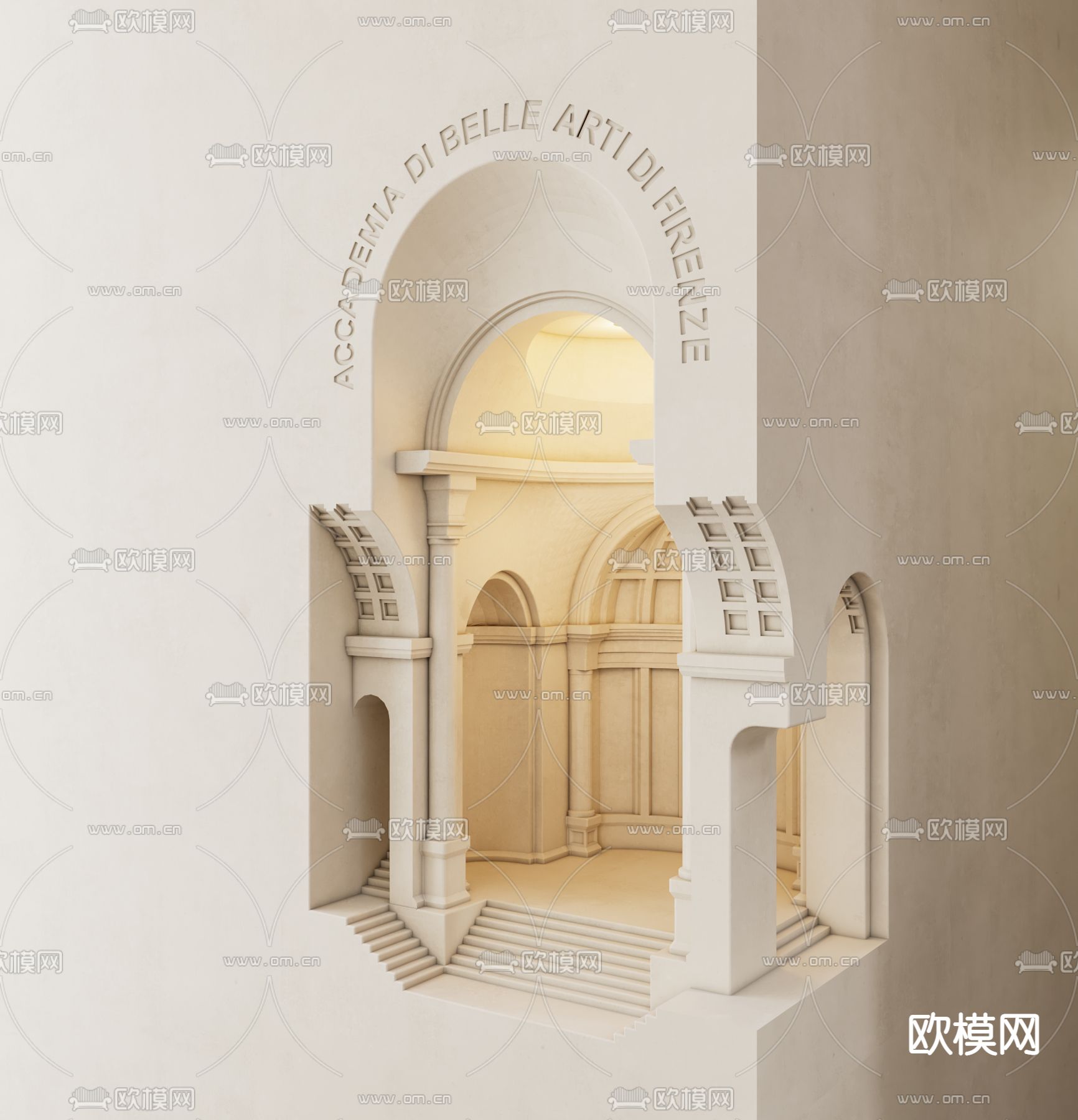 欧式楼宇墙角石膏壁灯3d模型下载