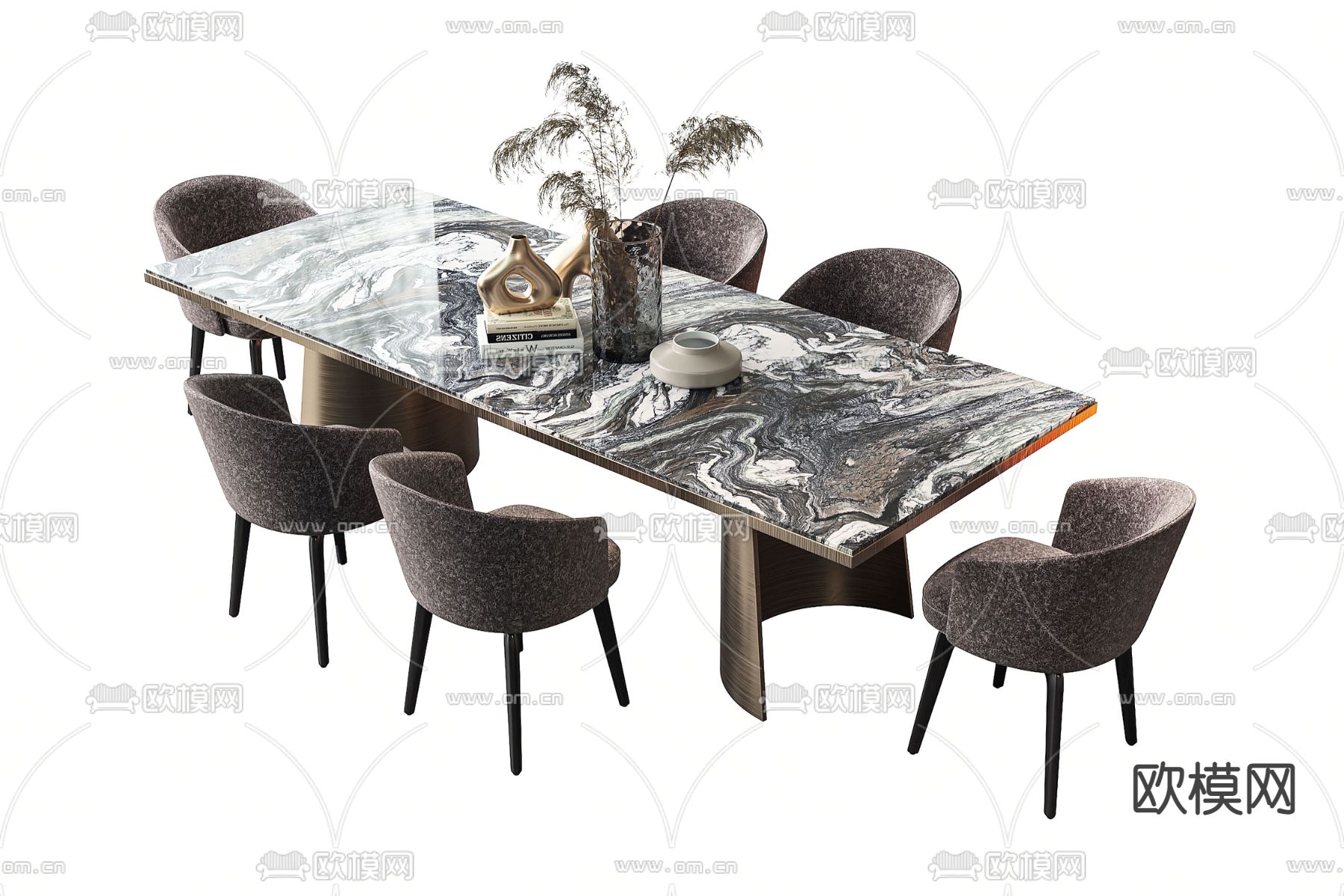Blå Station 现代大理石餐桌椅3d模型下载
