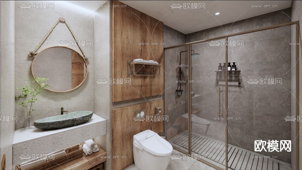 自然风民宿客房su模型下载（渲染图4）