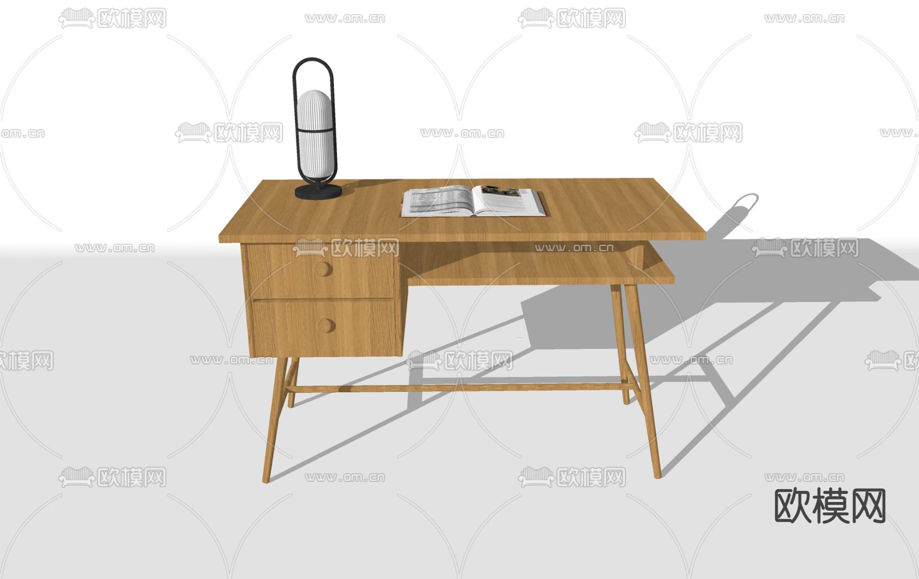 侘寂风书桌su模型下载（渲染图2）
