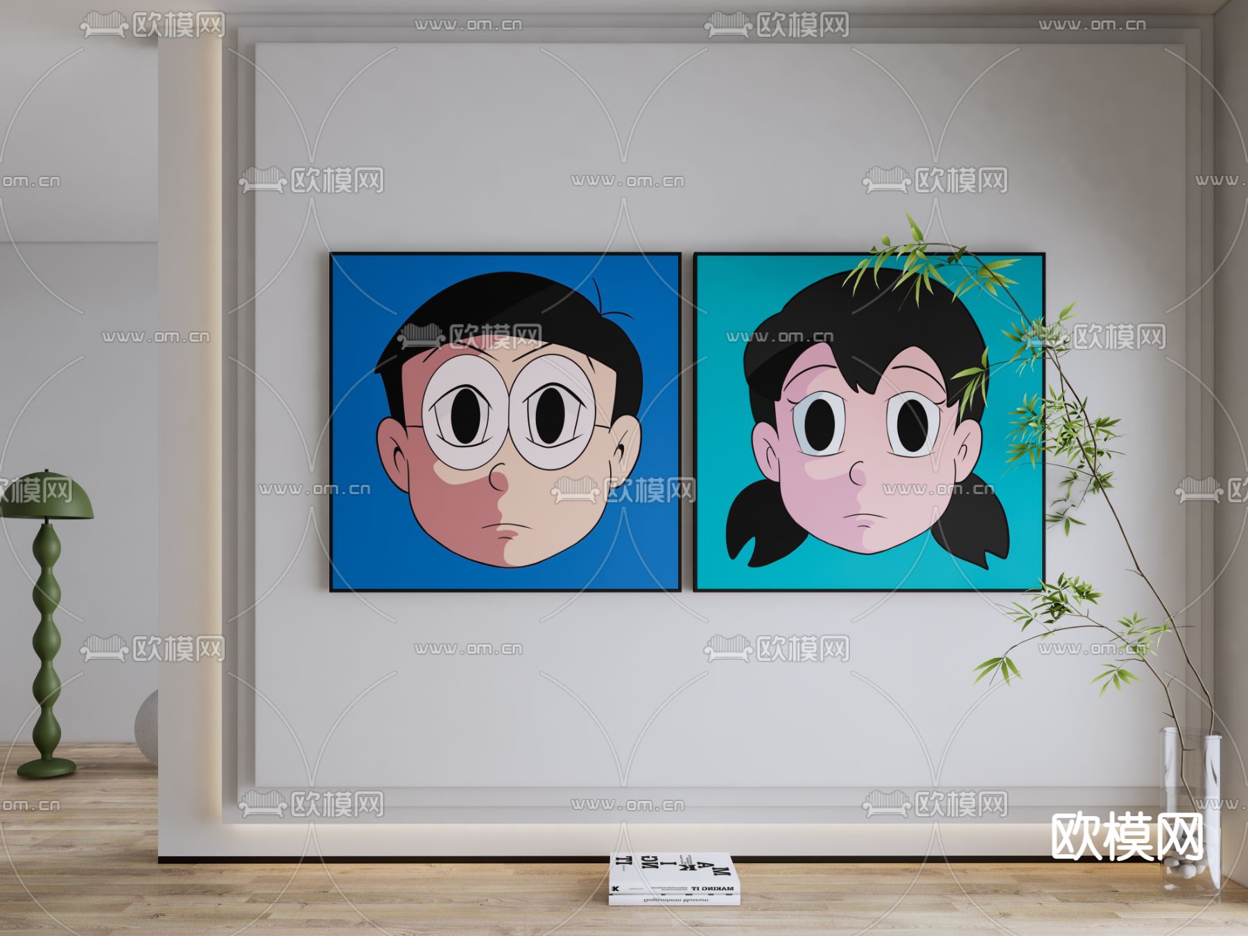 现代装饰挂画su模型下载（渲染图1）