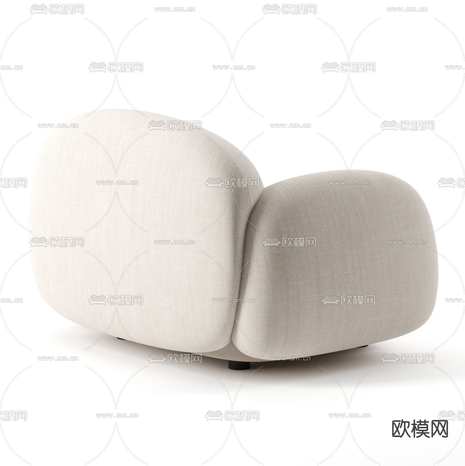 现代奶油风羊绒单人沙发3d模型下载（渲染图2）