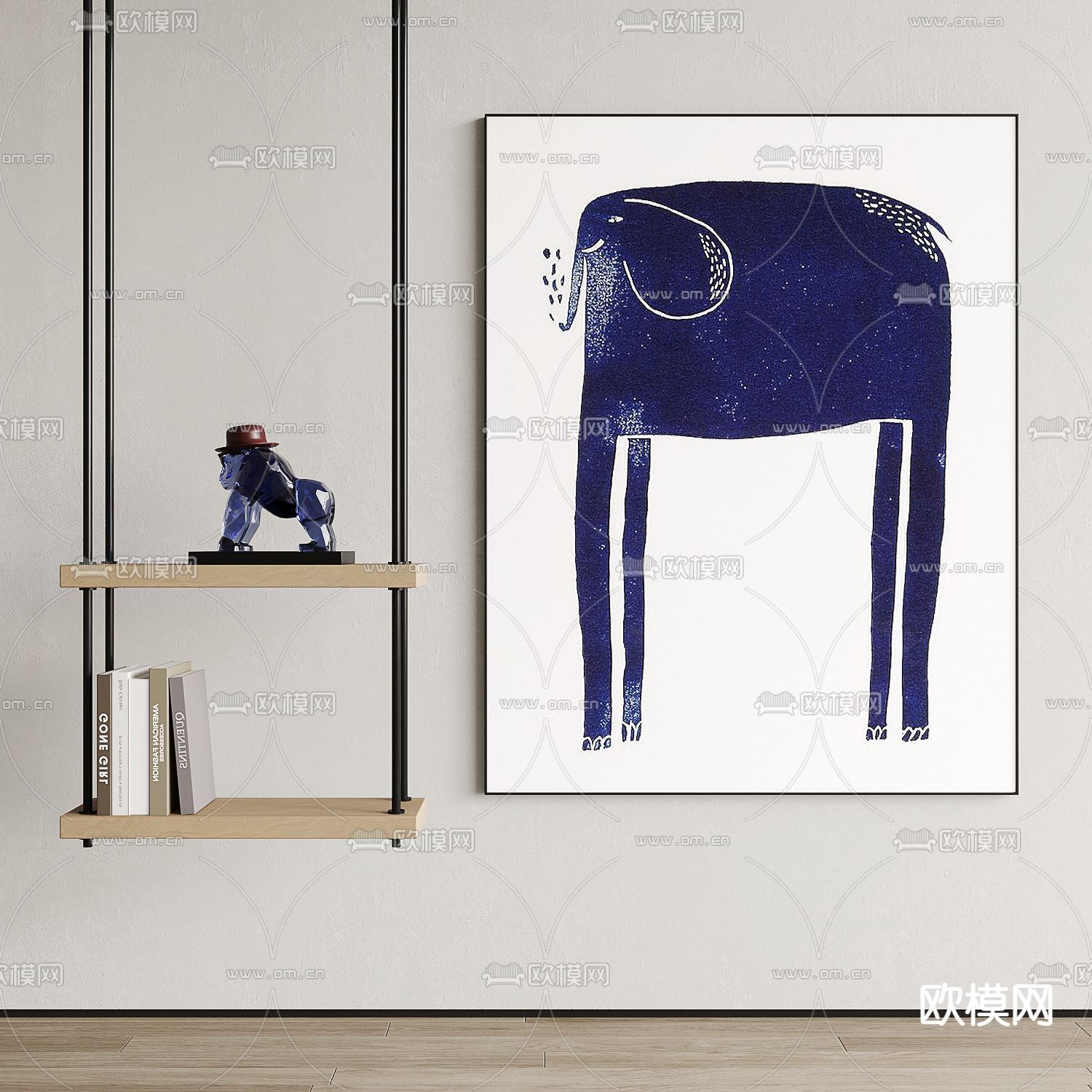 孟菲斯风抽象装饰画su模型下载（渲染图1）