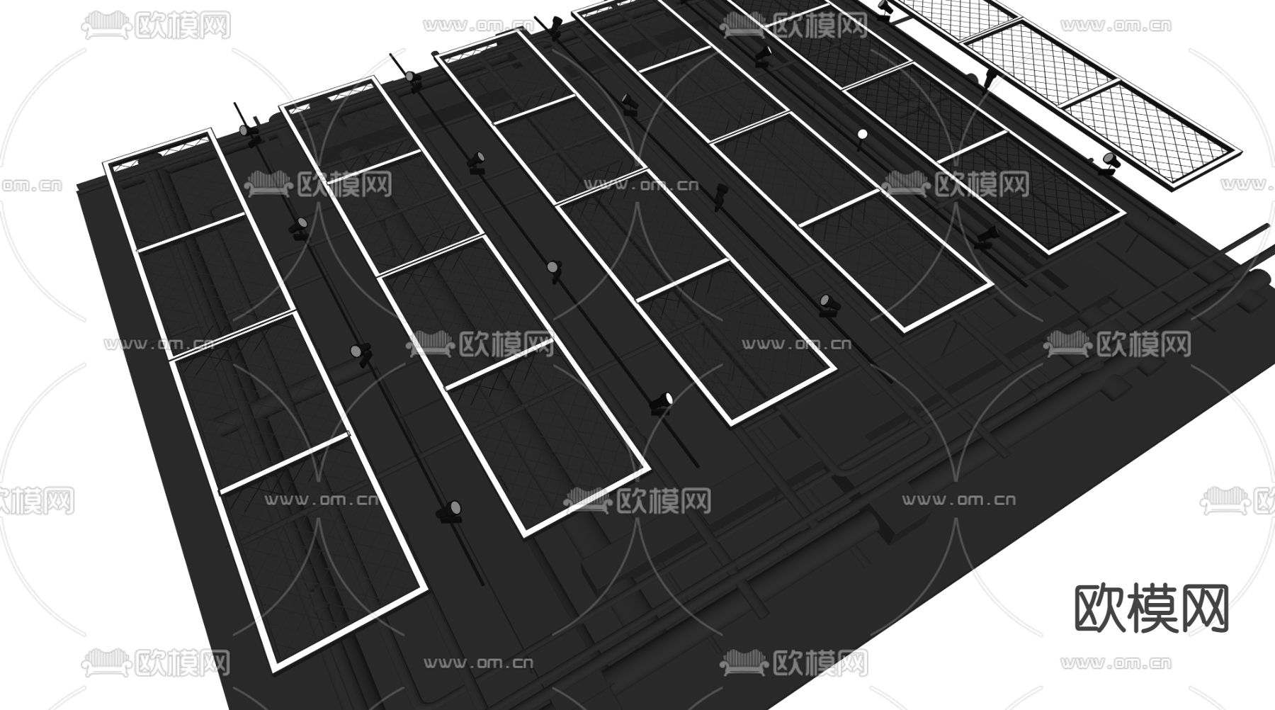 工业风吊顶管道吊顶su模型下载（渲染图2）