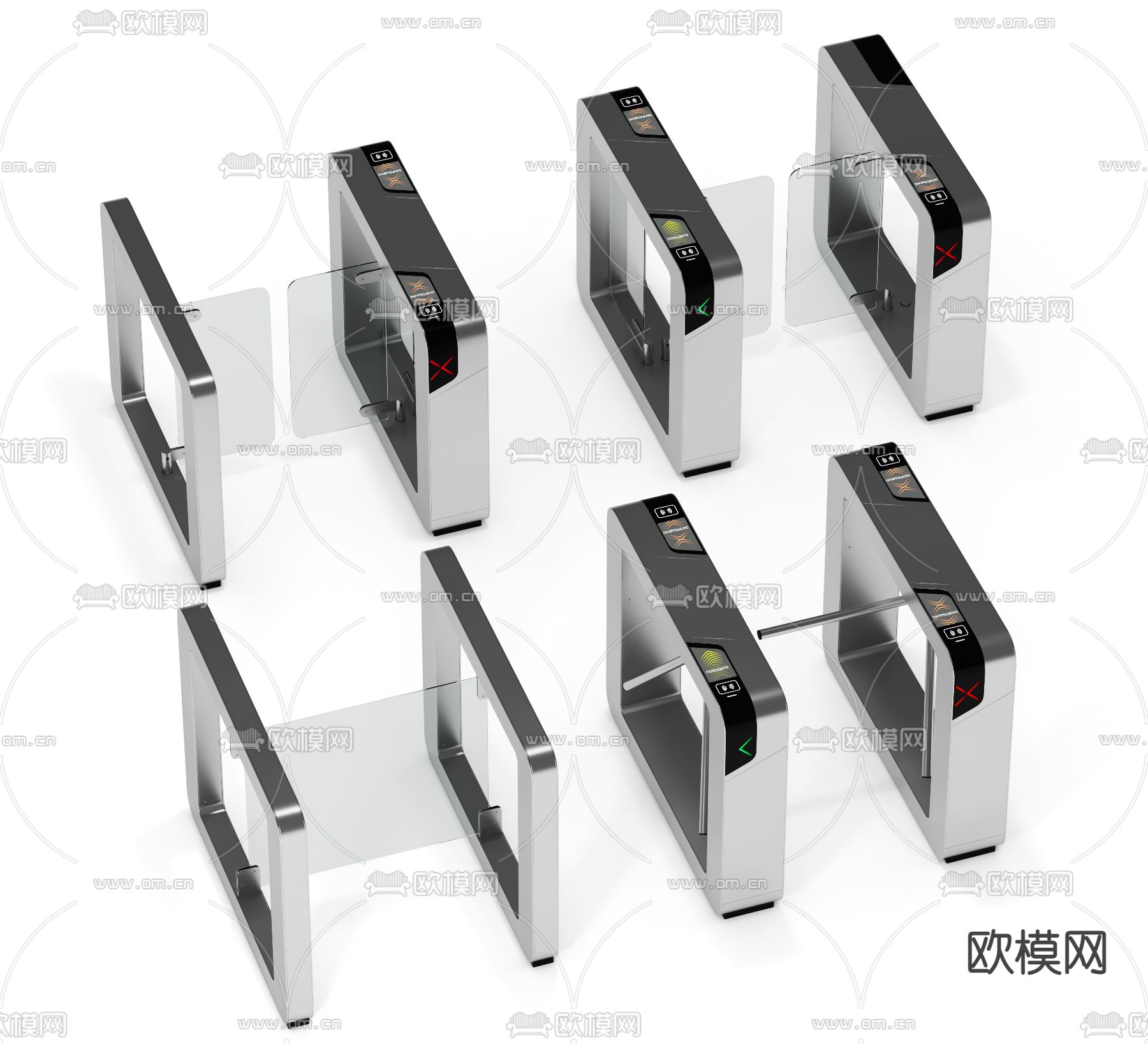 现代闸机门禁机3d模型下载（渲染图1）