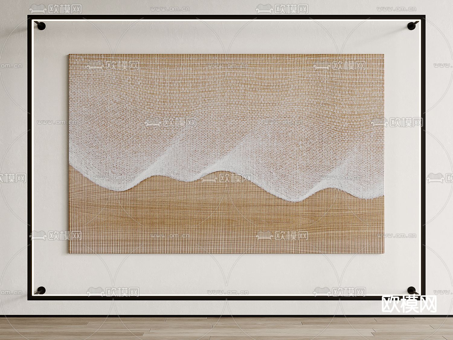 侘寂风编织线装饰画su模型下载（渲染图1）