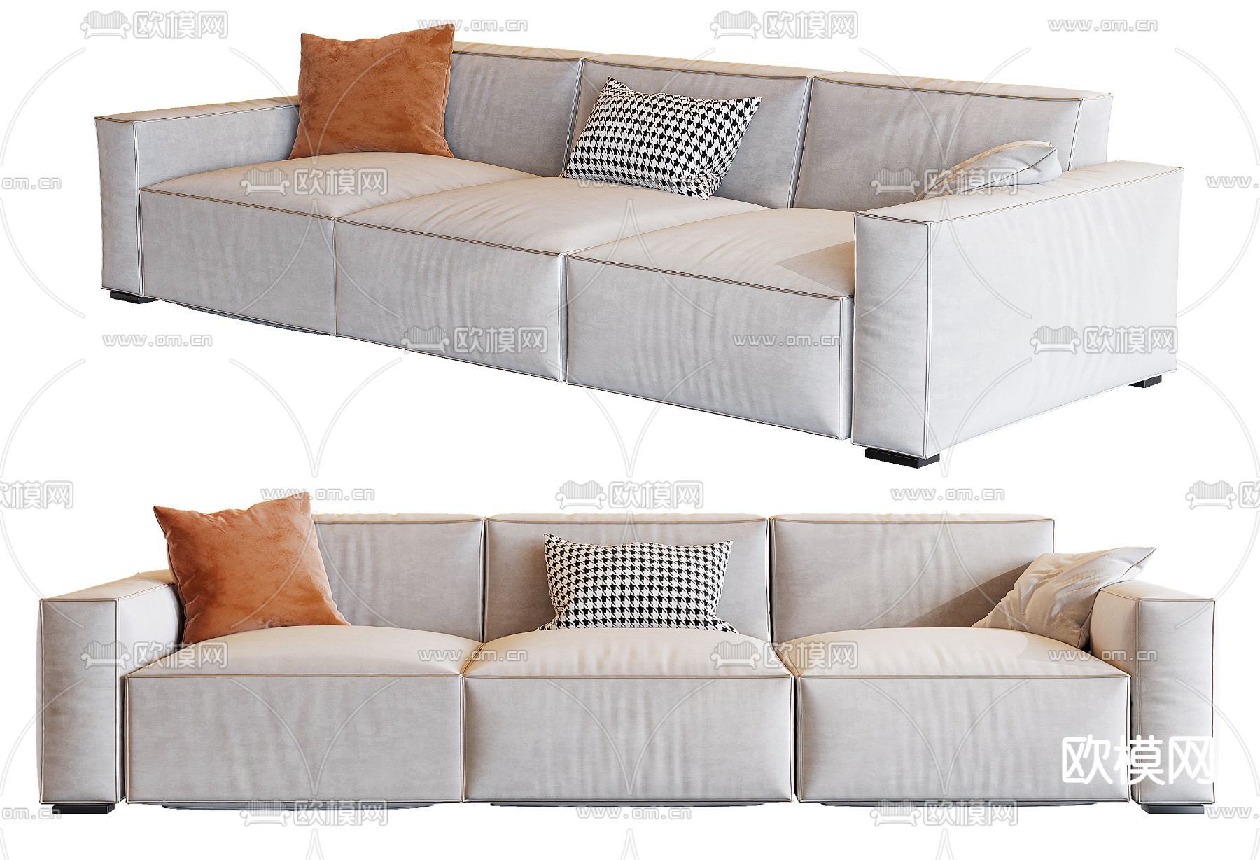 现代多人沙发su模型下载（渲染图1）