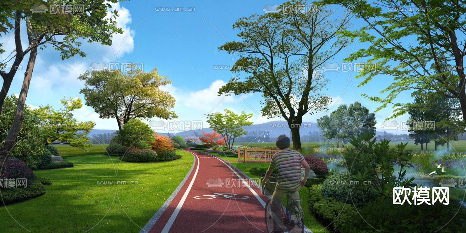 现代河道道路桥梁景观psd下载