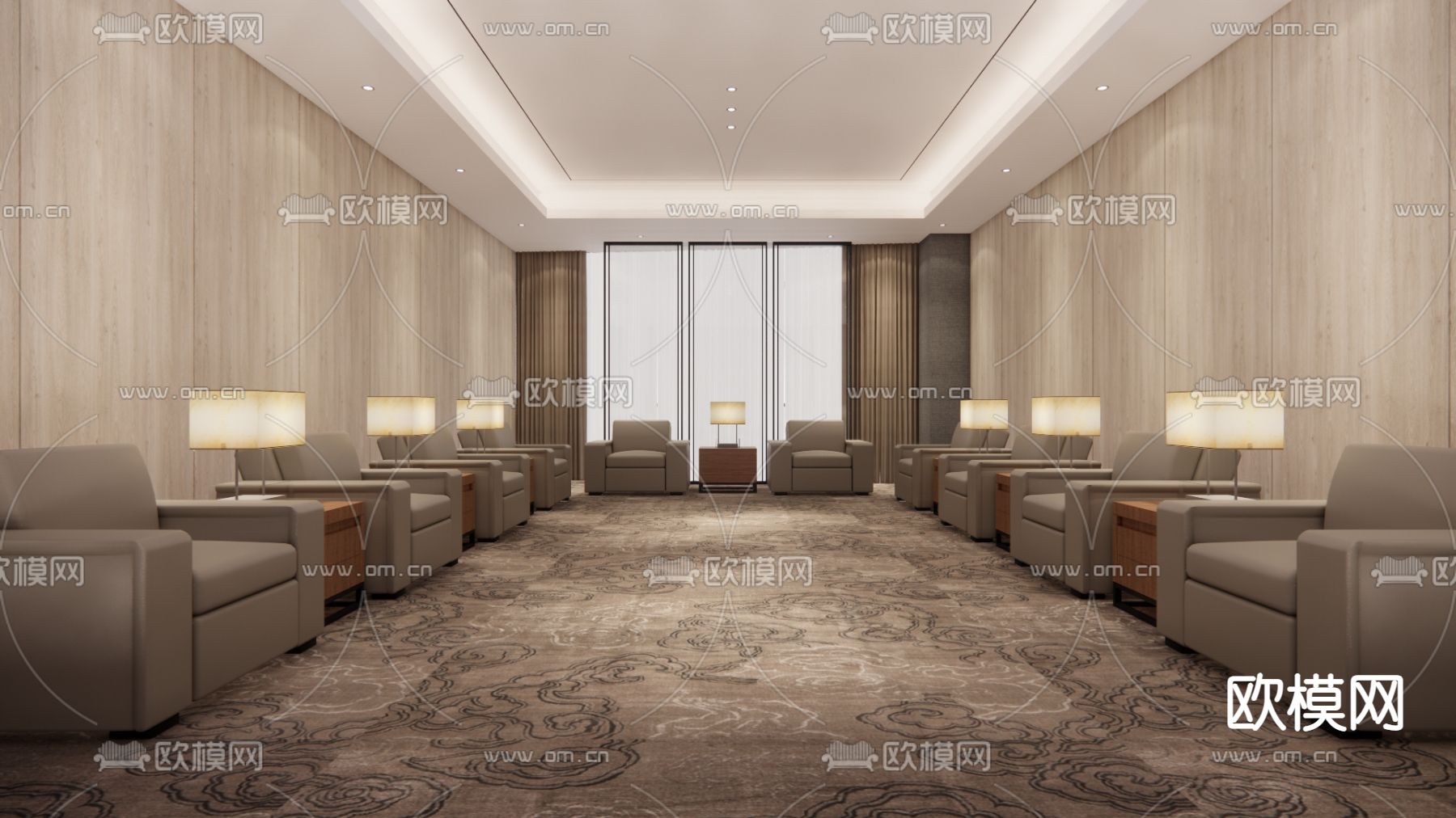 现代贵宾接待室su模型下载（渲染图1）