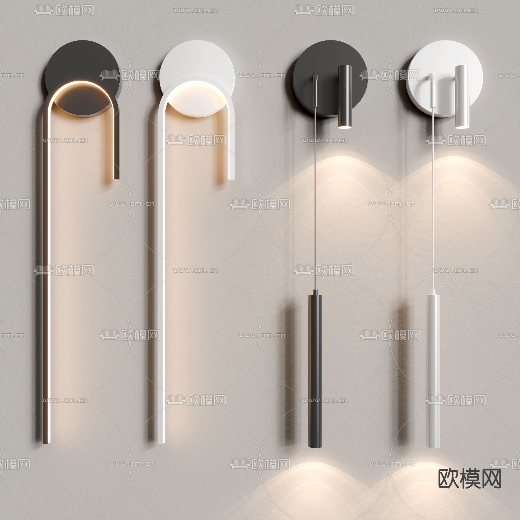 现代极简创意壁灯3d模型下载_ID12087634_3dmax免费模型-欧模网