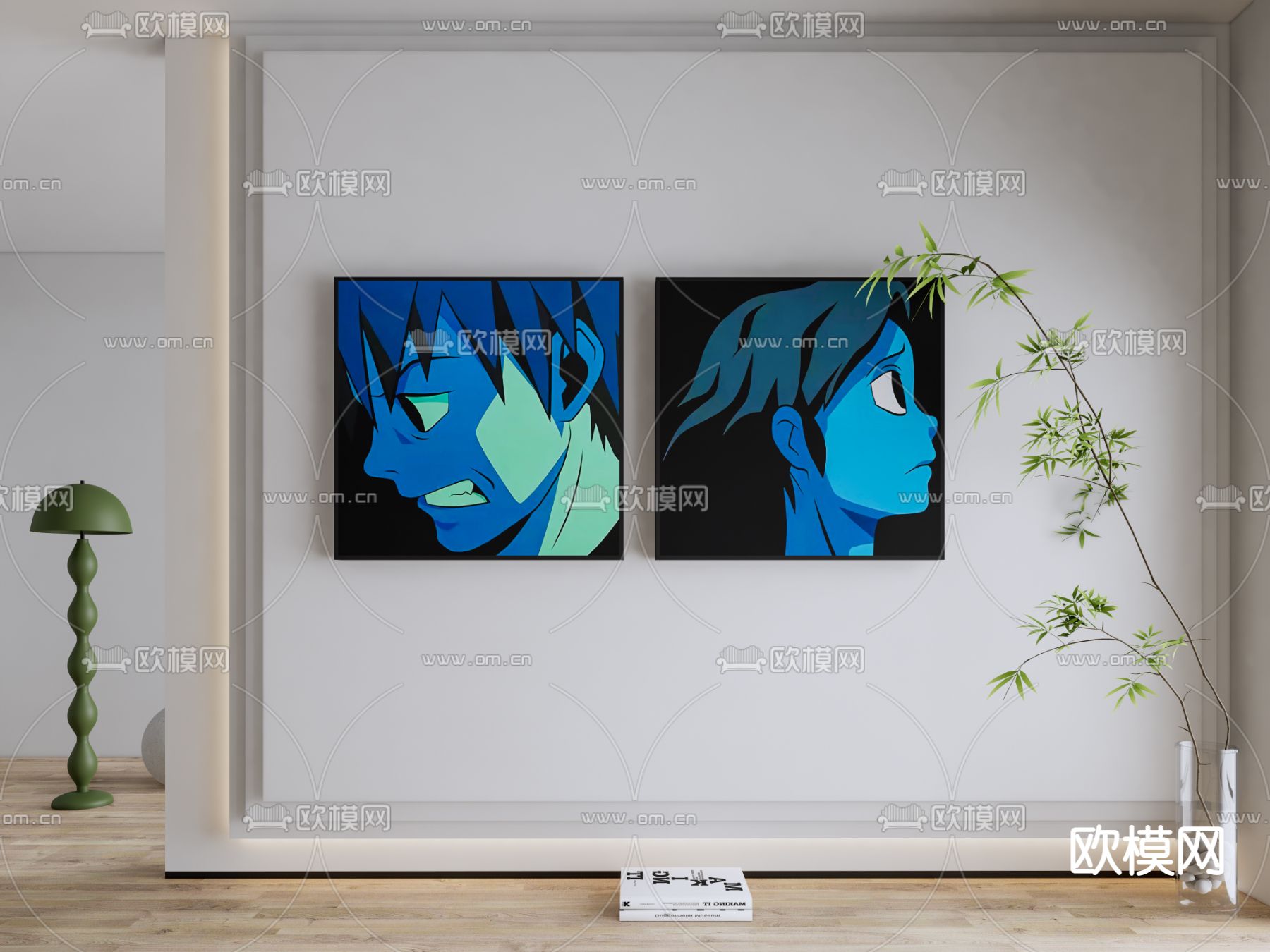 现代装饰挂画su模型下载（渲染图1）