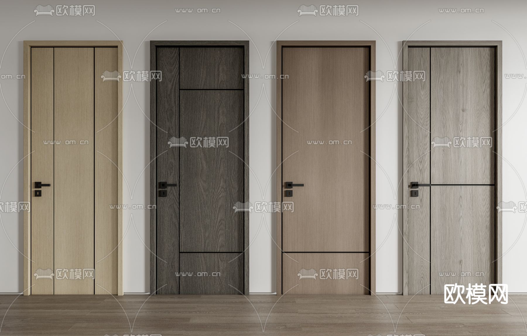 现代极简单开门房门su模型