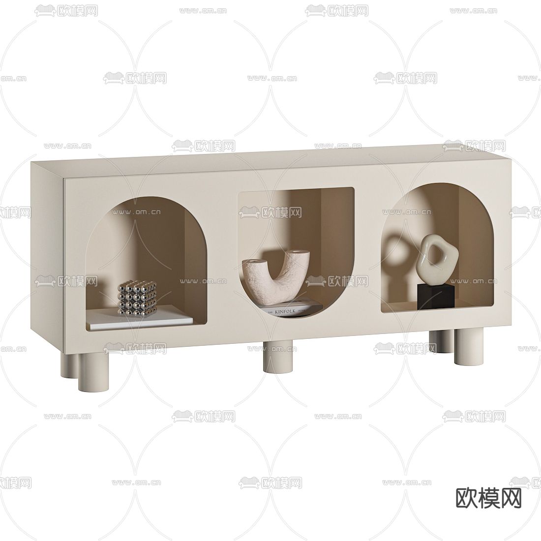 侘寂奶油风边柜3d模型