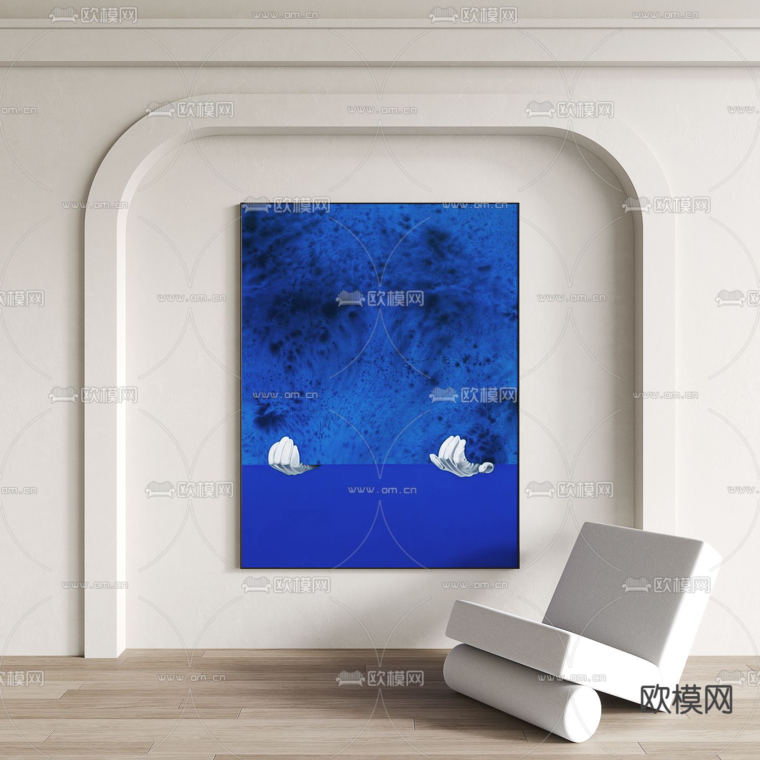 现代克莱因蓝装饰画su模型