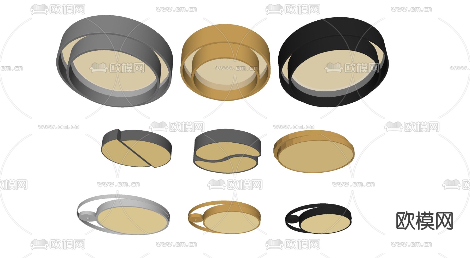 现代吸顶灯su模型下载（渲染图2）