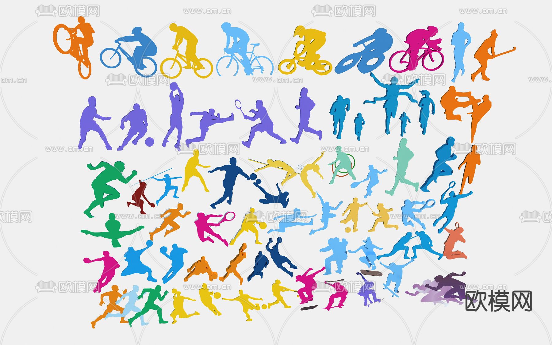 现代公园武术人物景观小品3d模型下载