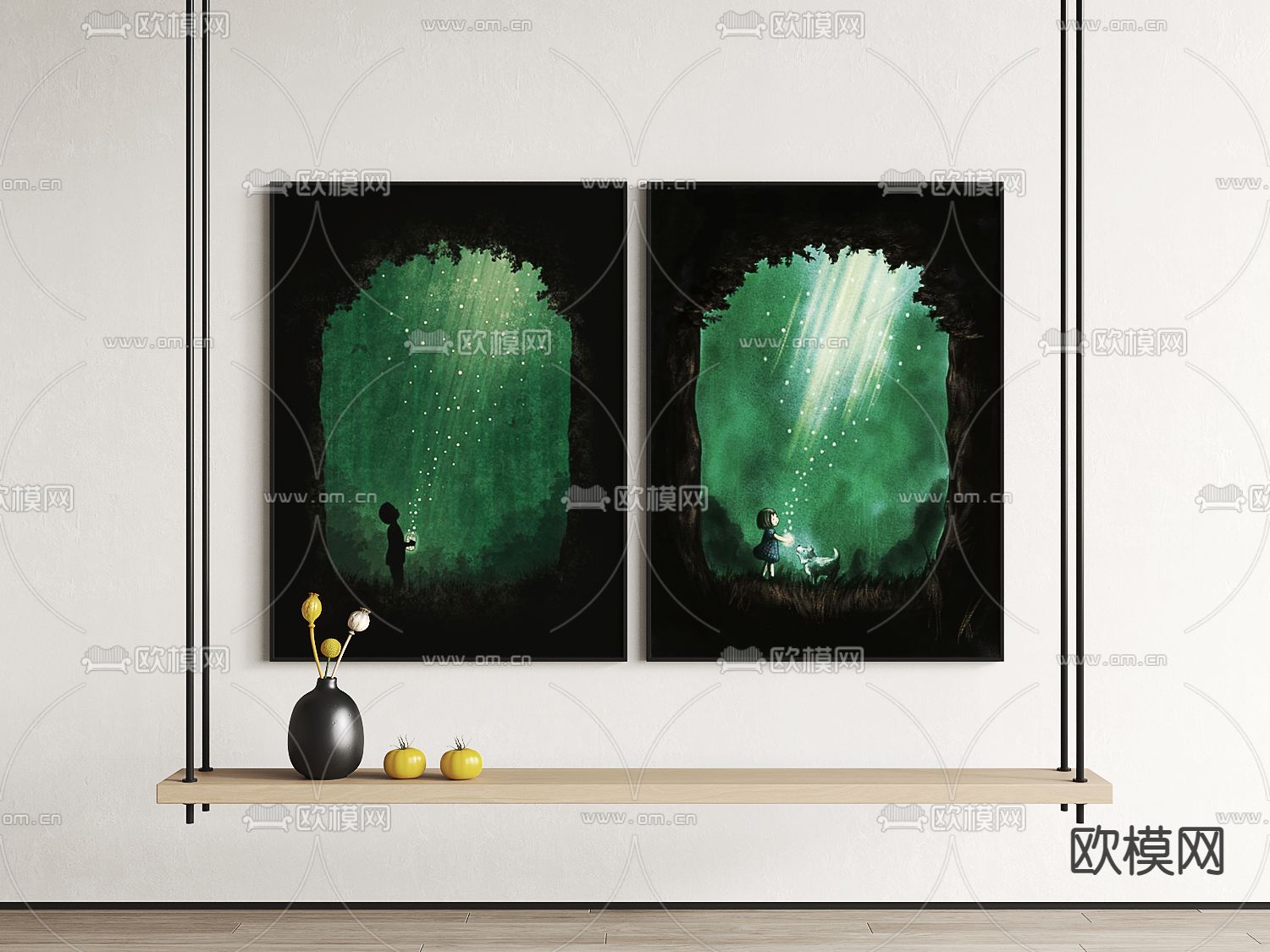 孟菲斯风抽象装饰画su模型下载（渲染图1）