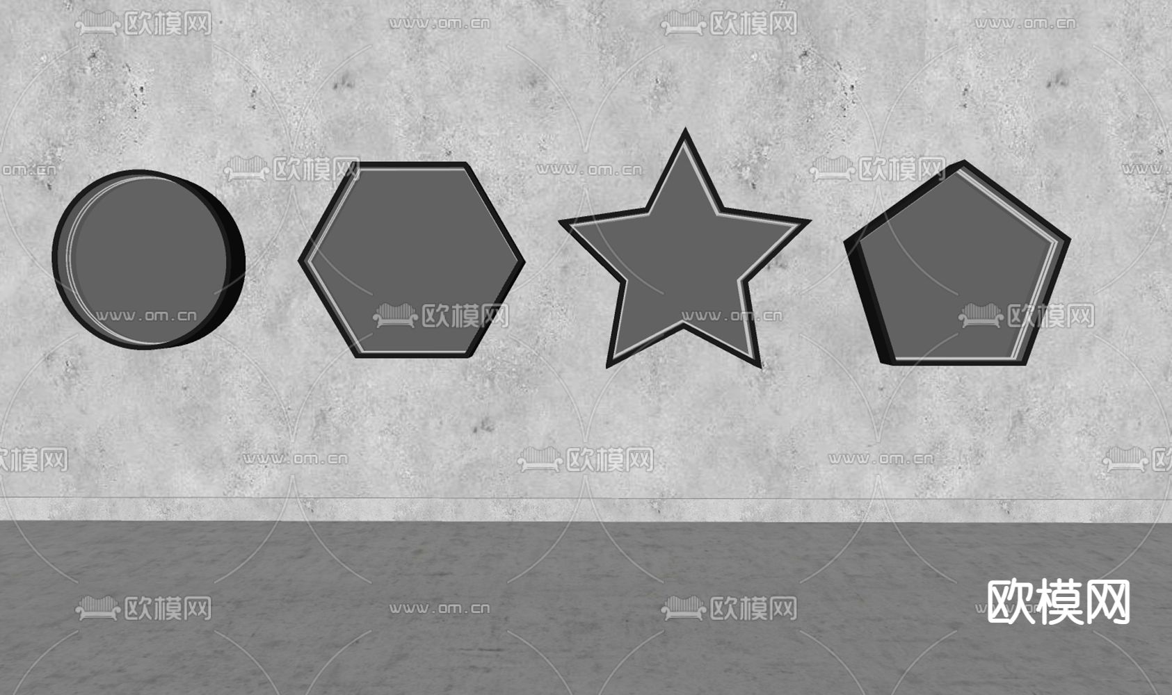 现代多边形深渊镜su模型