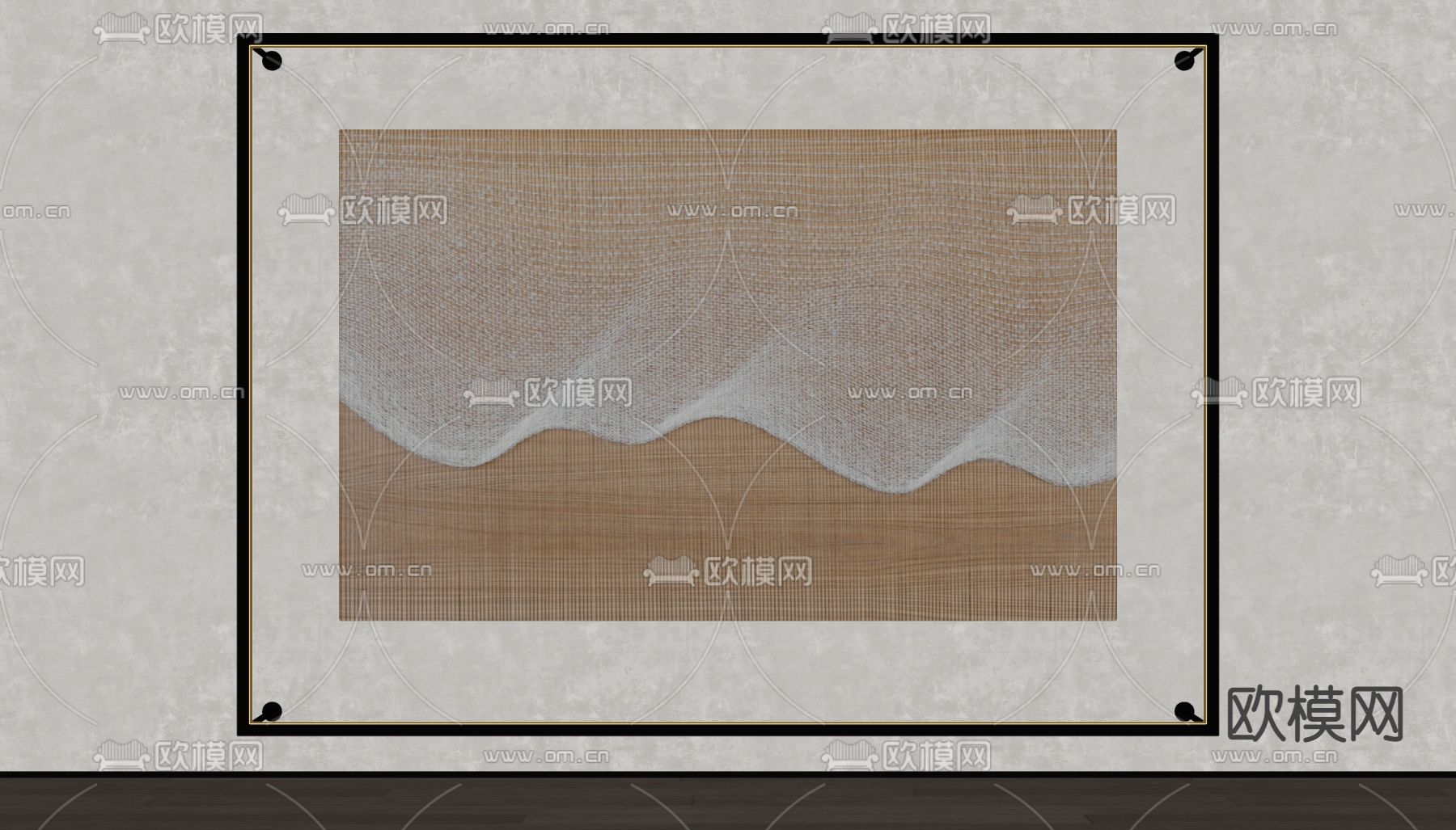 侘寂风编织线装饰画su模型下载（渲染图2）