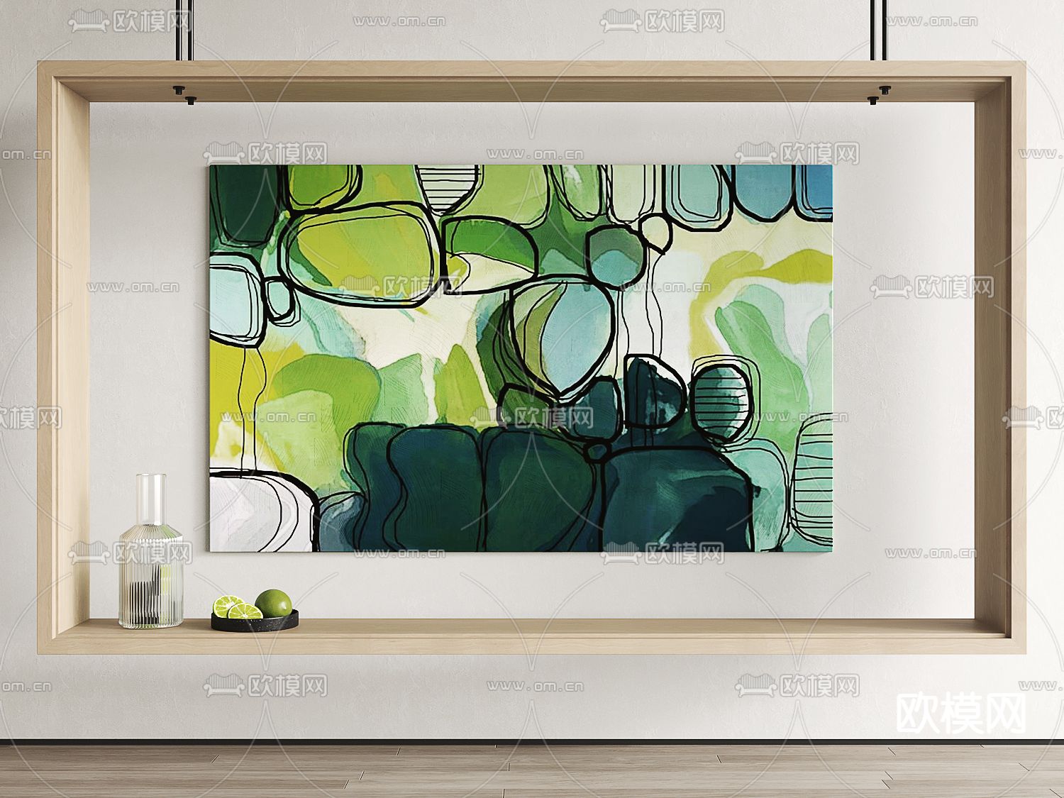 孟菲斯风抽象装饰画su模型下载（渲染图1）