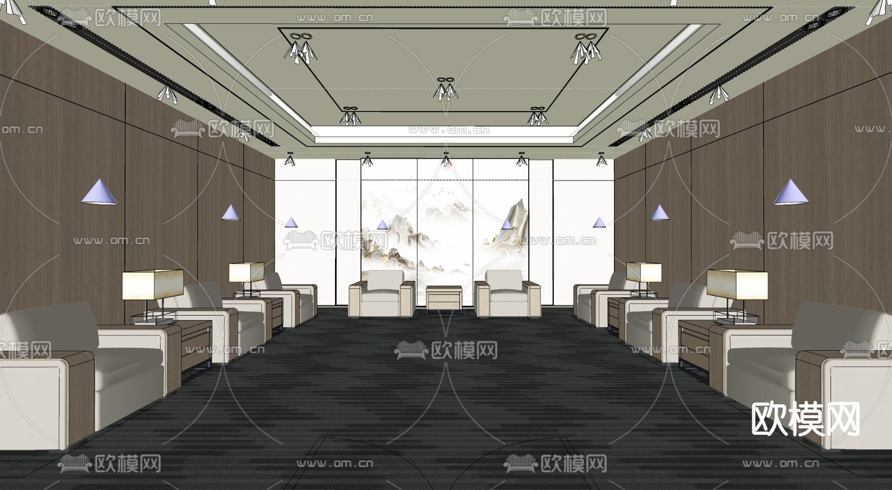 现代接待室su模型下载（渲染图2）