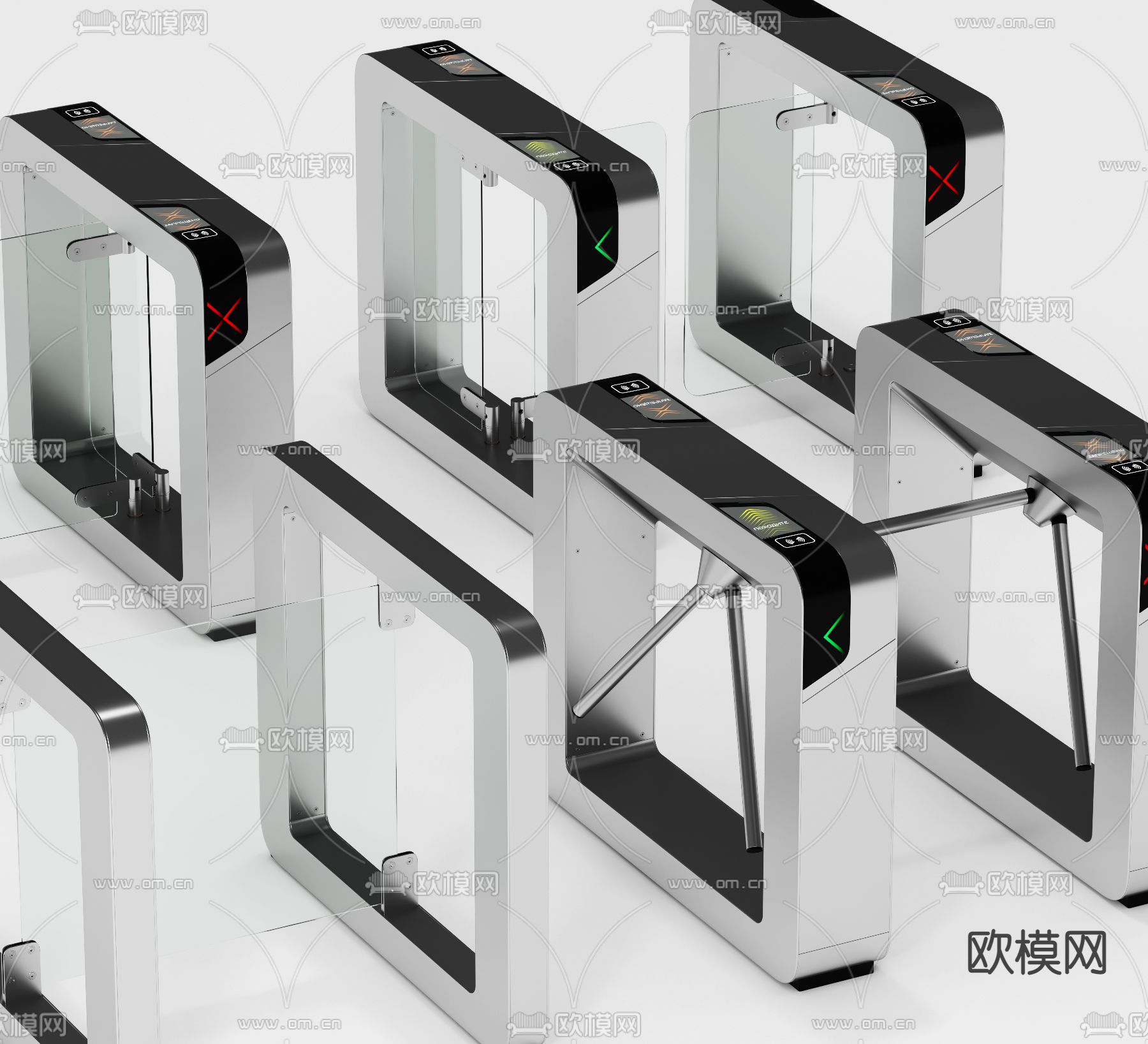 现代闸机门禁机3d模型下载（渲染图2）