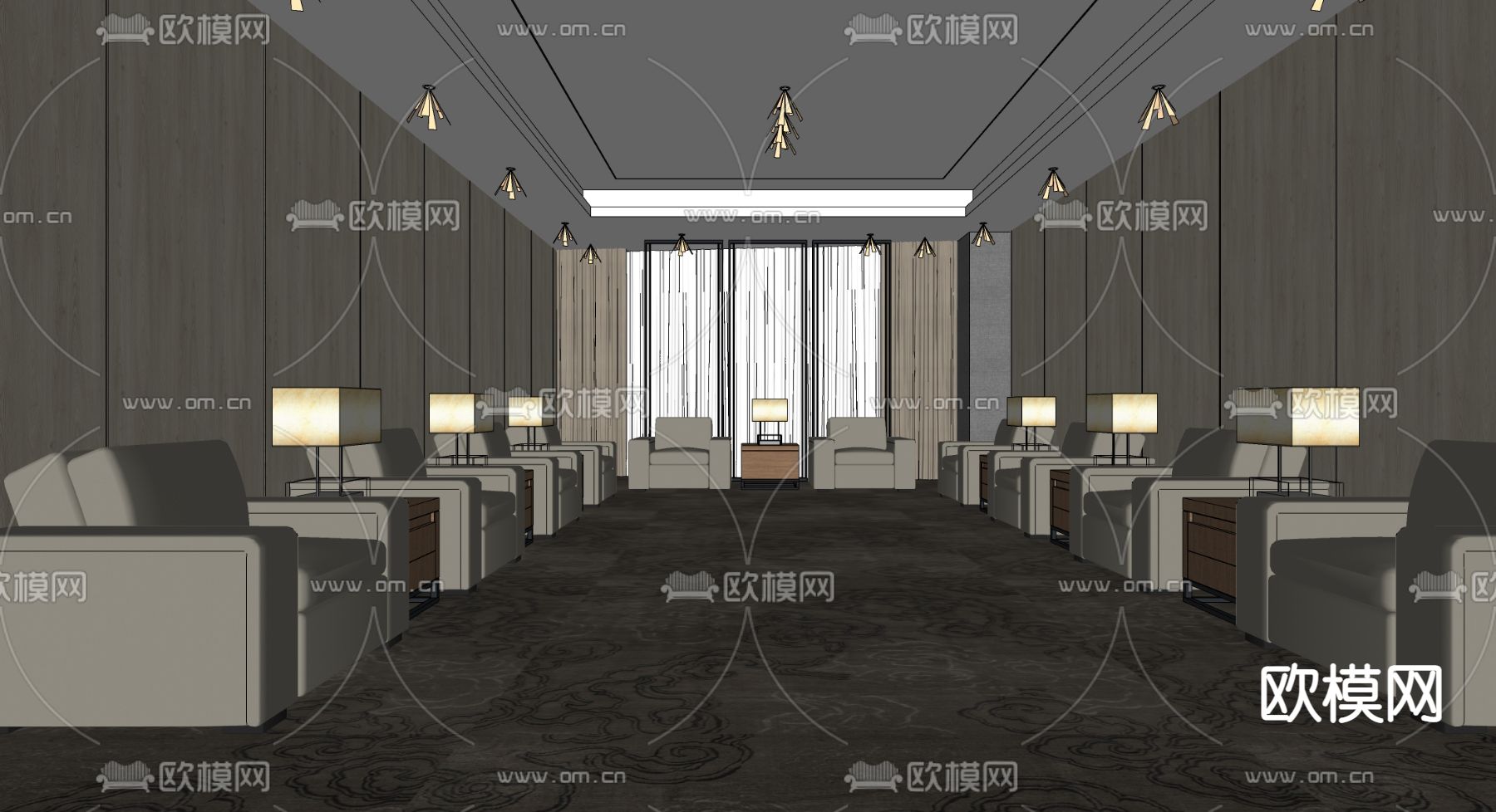 现代贵宾接待室su模型下载（渲染图2）