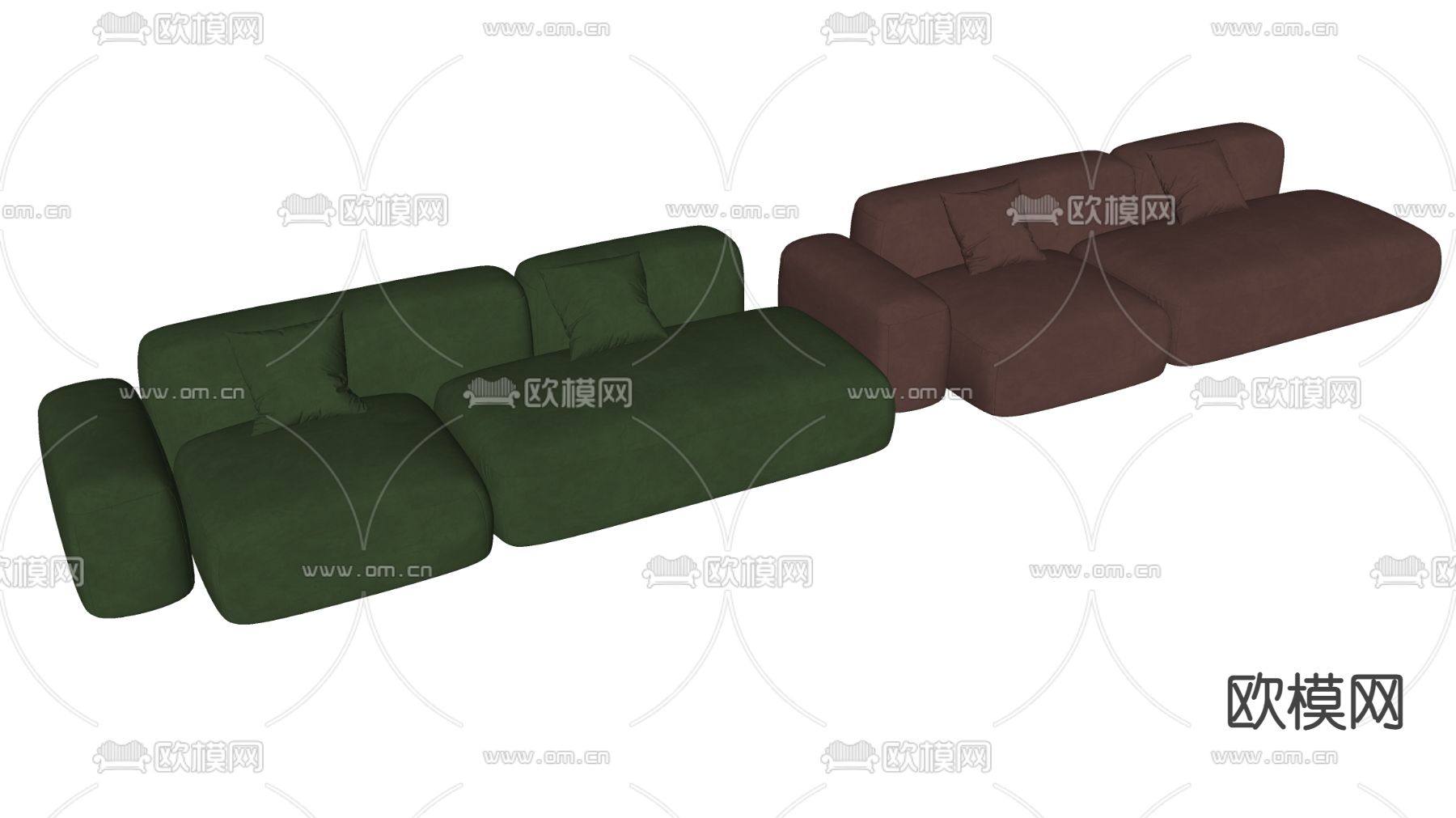 现代多人沙发su模型下载（渲染图2）