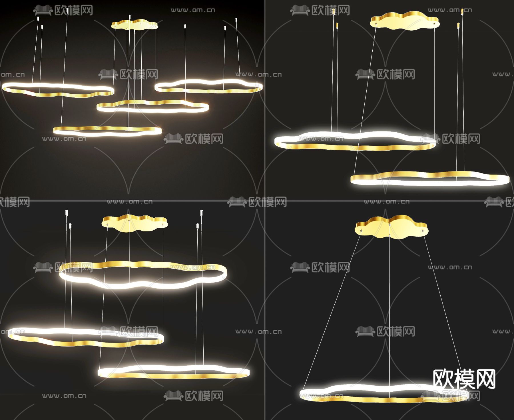 现代轻奢吊灯su模型下载（渲染图1）