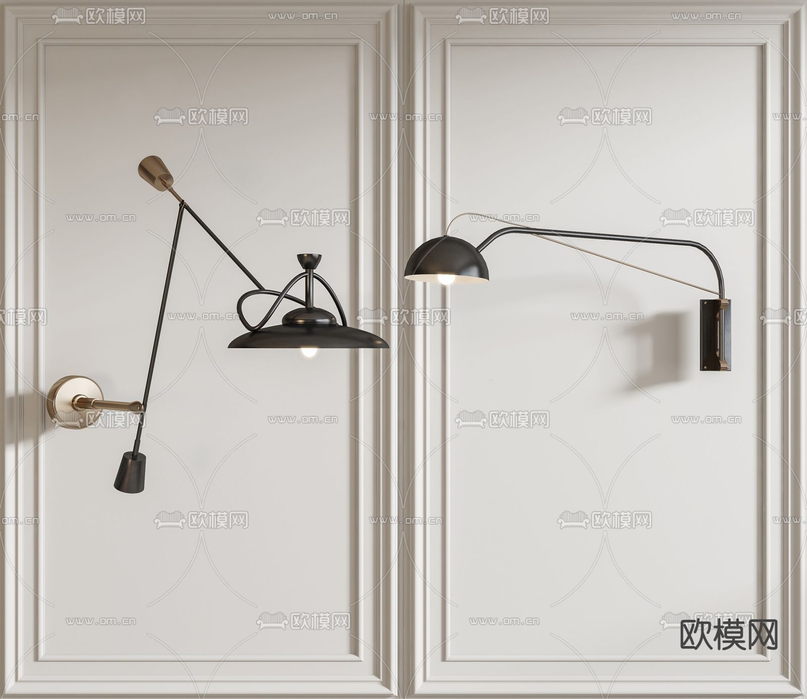 工业风金属壁灯su模型下载（渲染图1）