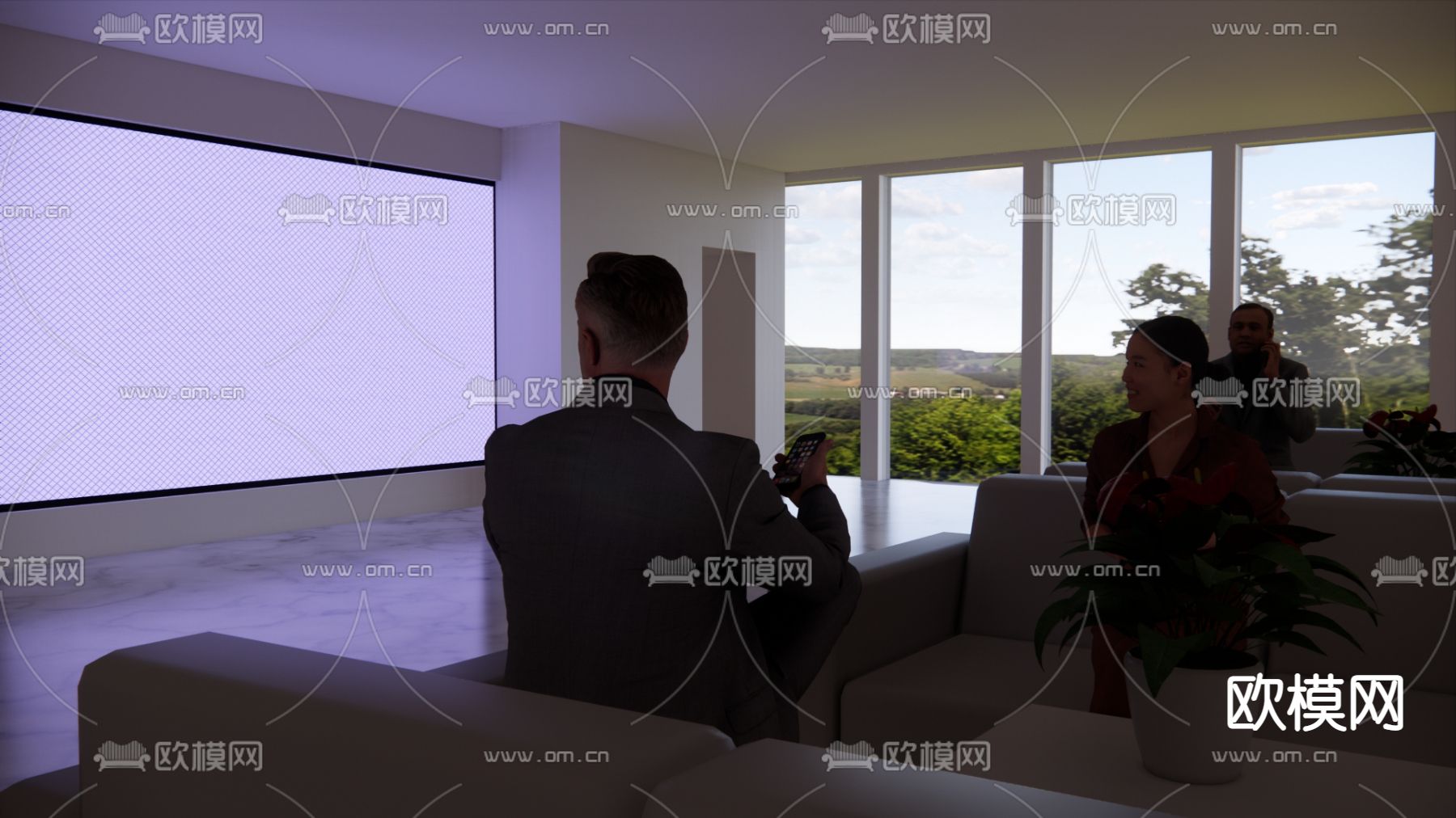 现代监控指挥中心su模型