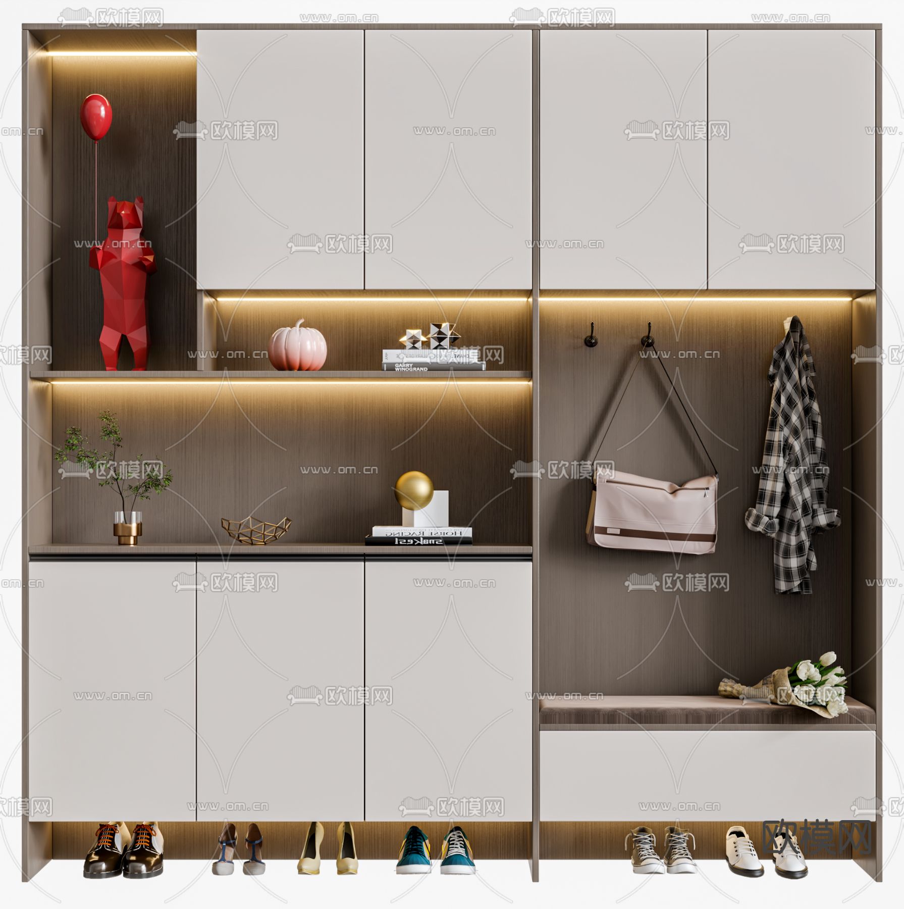 现代鞋柜su模型下载（渲染图1）