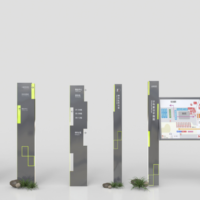  现代商场导视牌指引牌su模型 