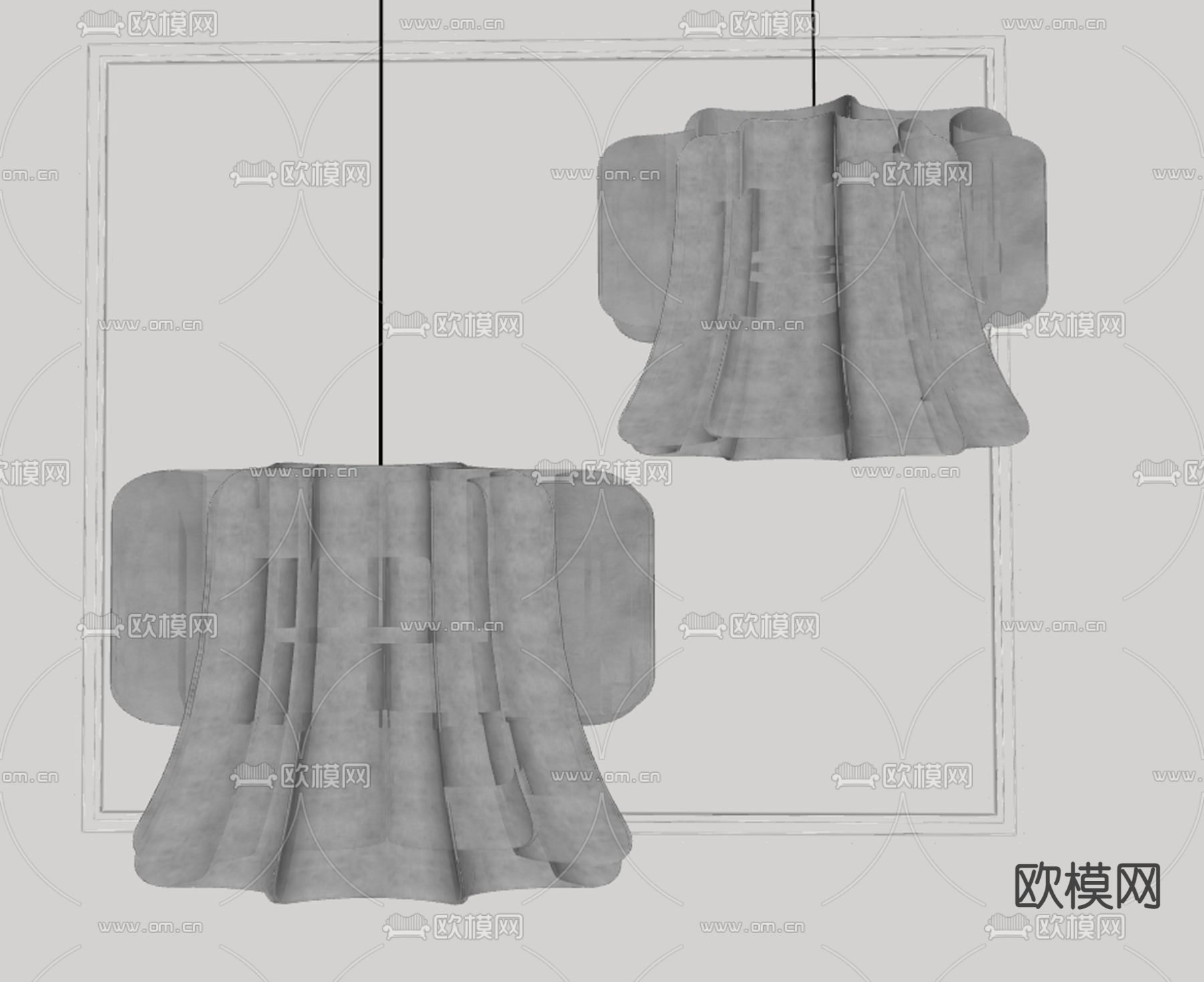 侘寂风创意吊灯su模型下载（渲染图2）