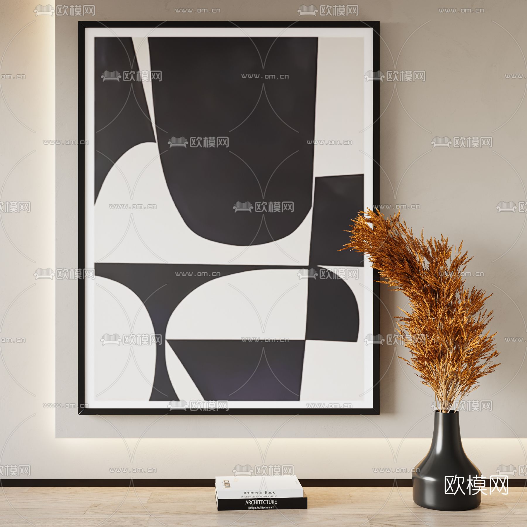 现代抽象装饰画3d模型下载