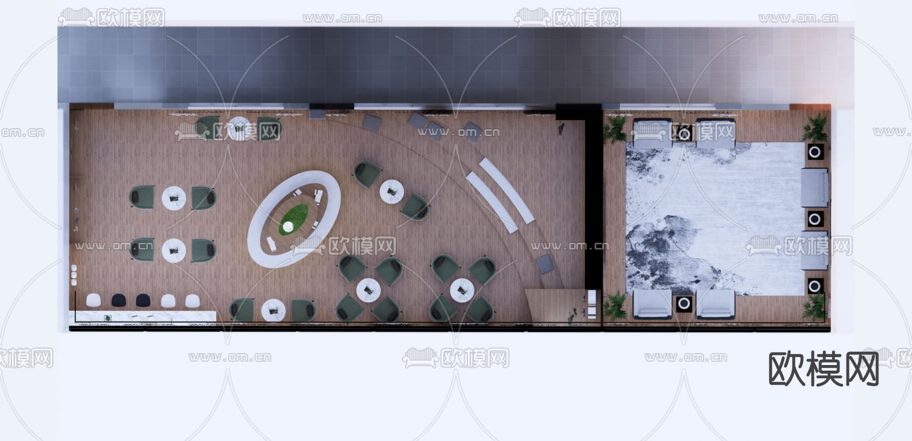新中式图书馆su模型下载（渲染图2）