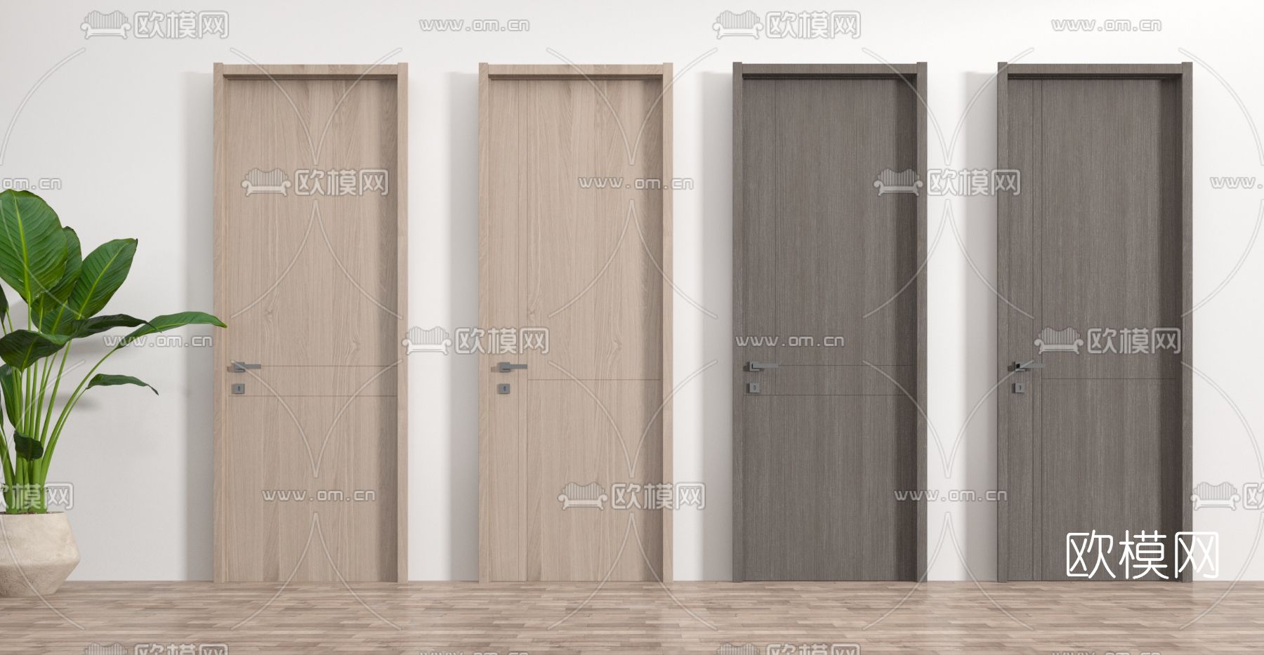 现代房门单开门3d模型下载