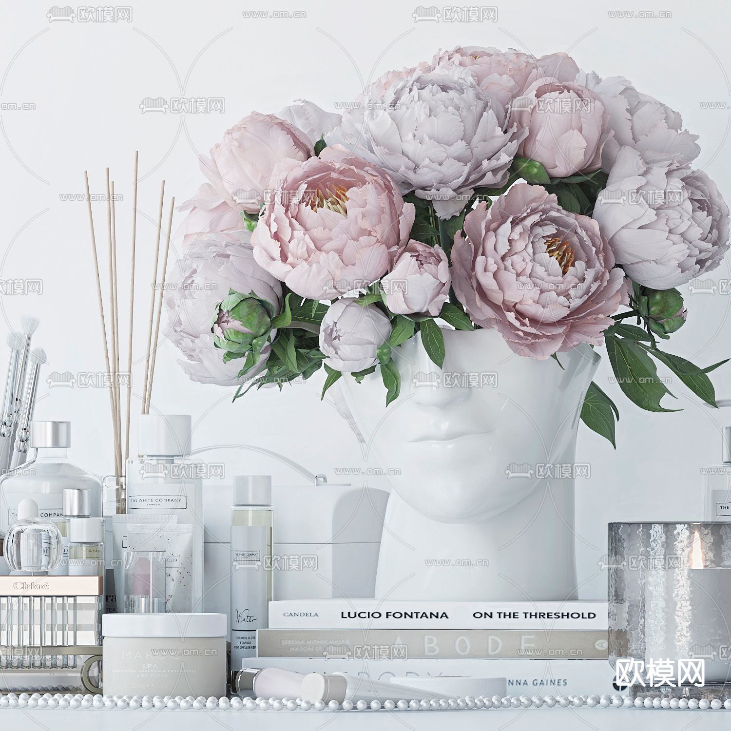 现代香薰蜡烛化妆品花瓶3d模型下载（渲染图5）