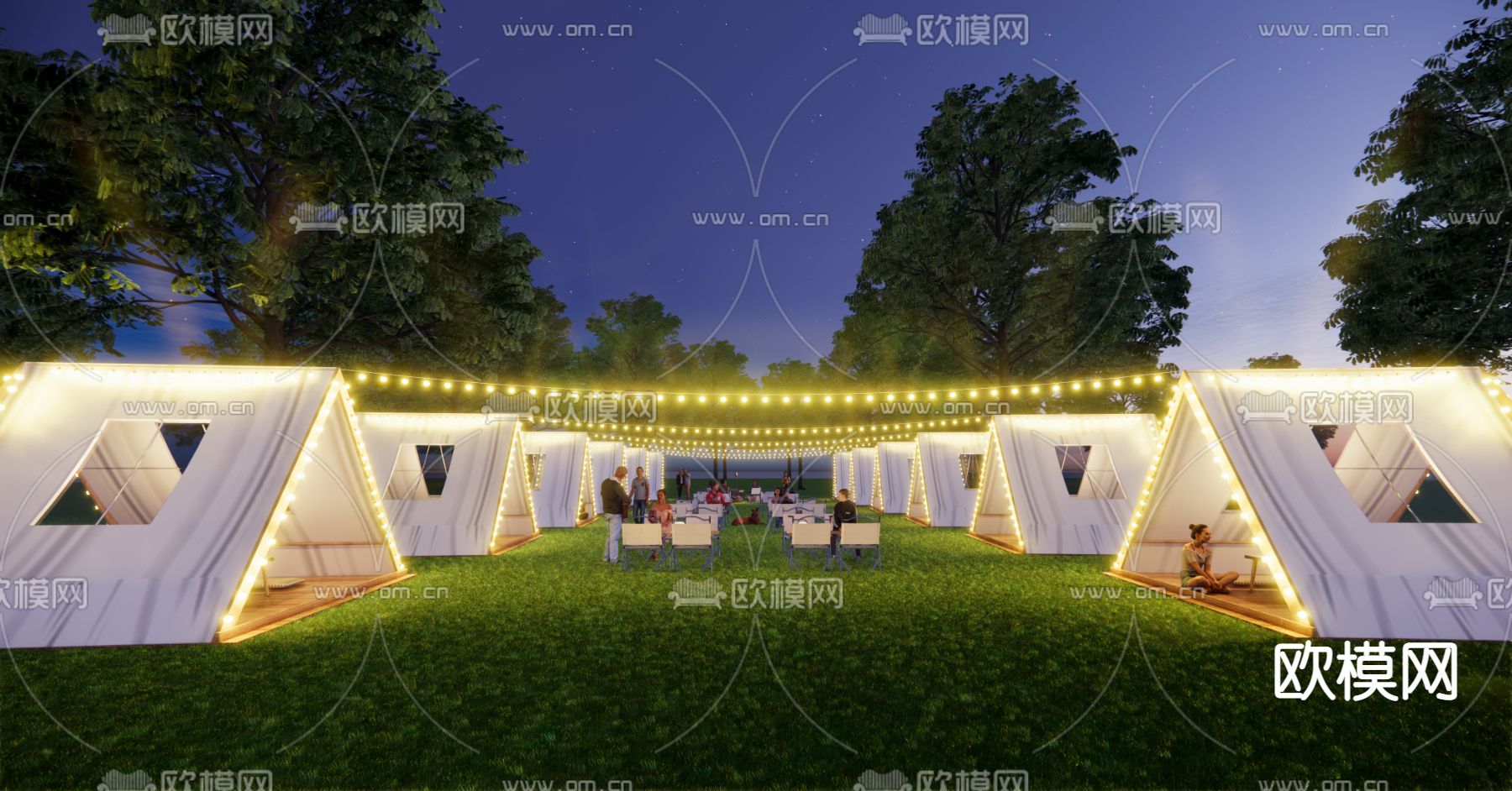 现代露营帐篷su模型下载（渲染图3）