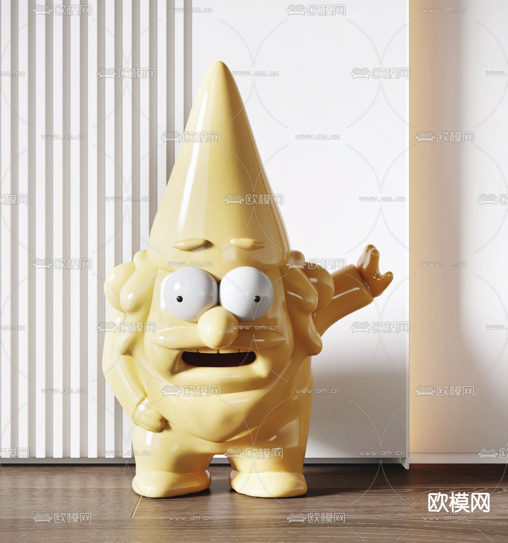 现代卡通小人潮玩雕塑su模型下载（渲染图1）