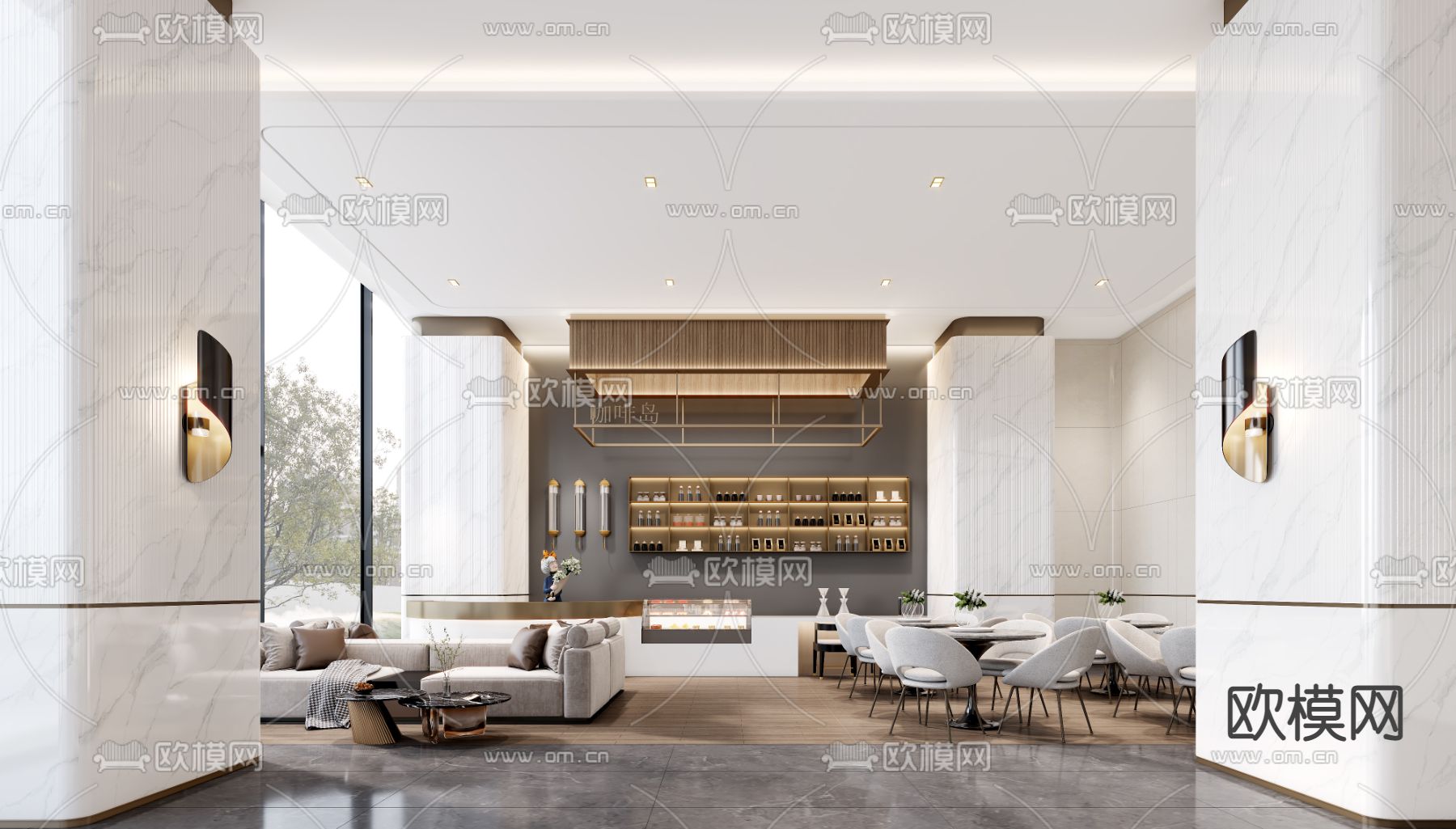 新中式售楼处3d模型下载（渲染图3）