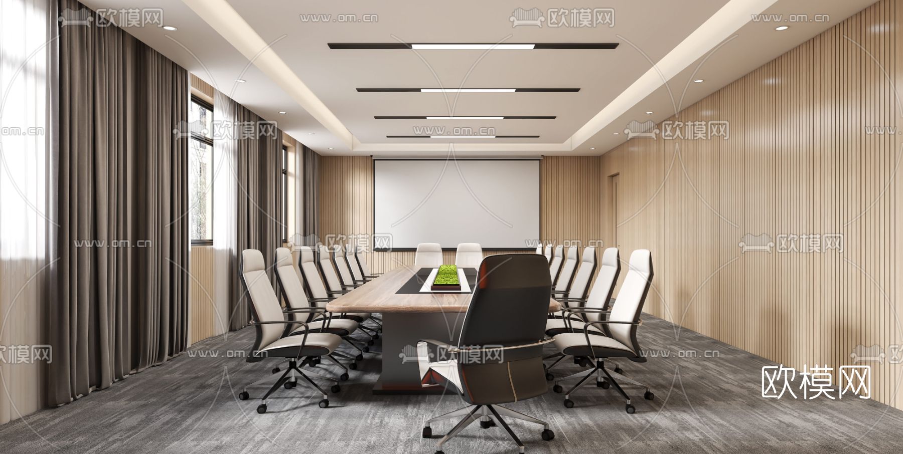 现代会议室3d模型下载（渲染图1）
