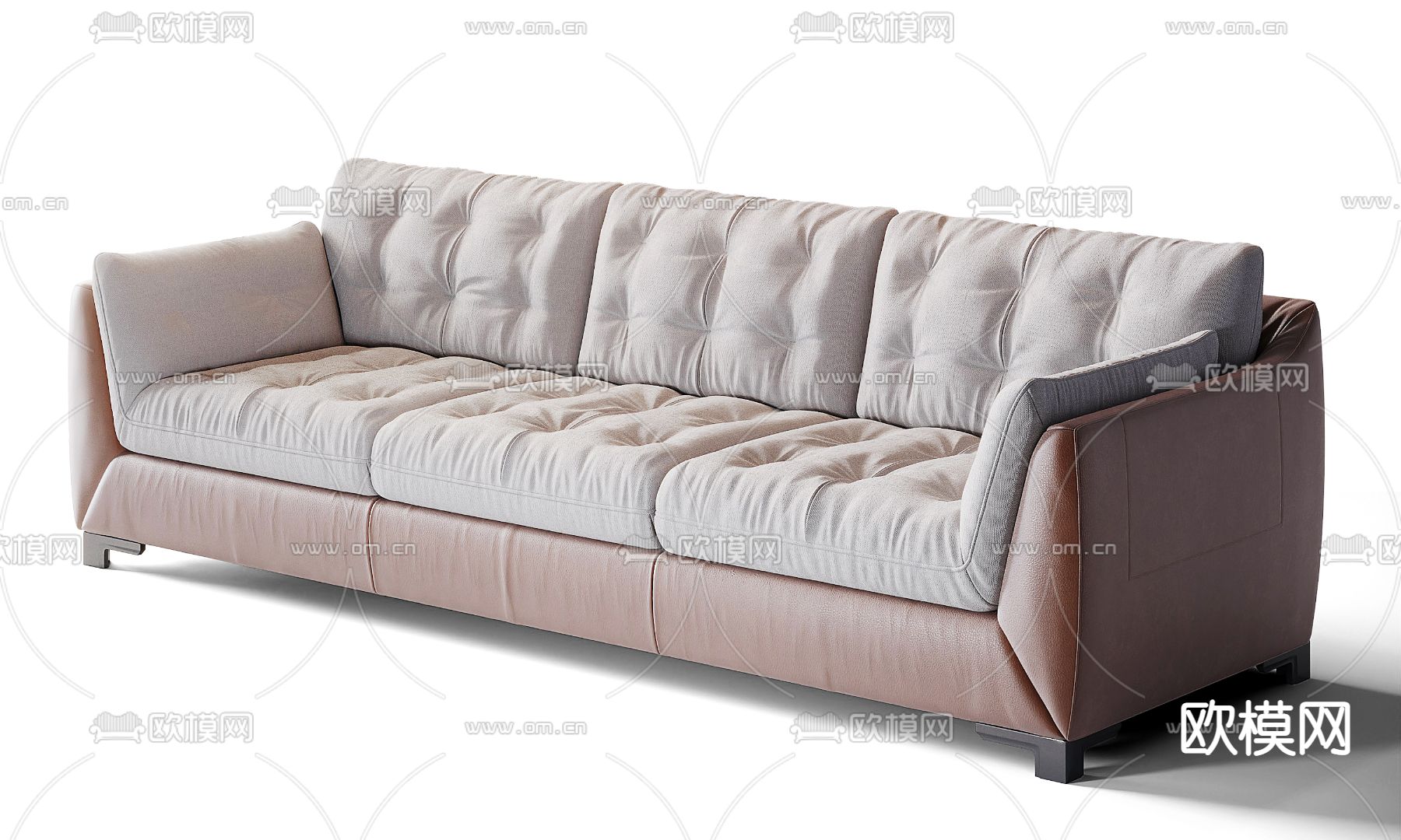 Natuzzi 现代灰色多人沙发3d模型下载（渲染图2）