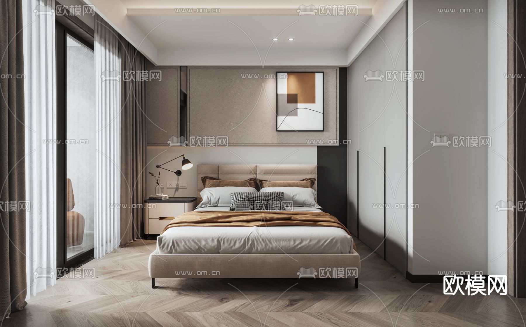现代卧室免费3d模型下载